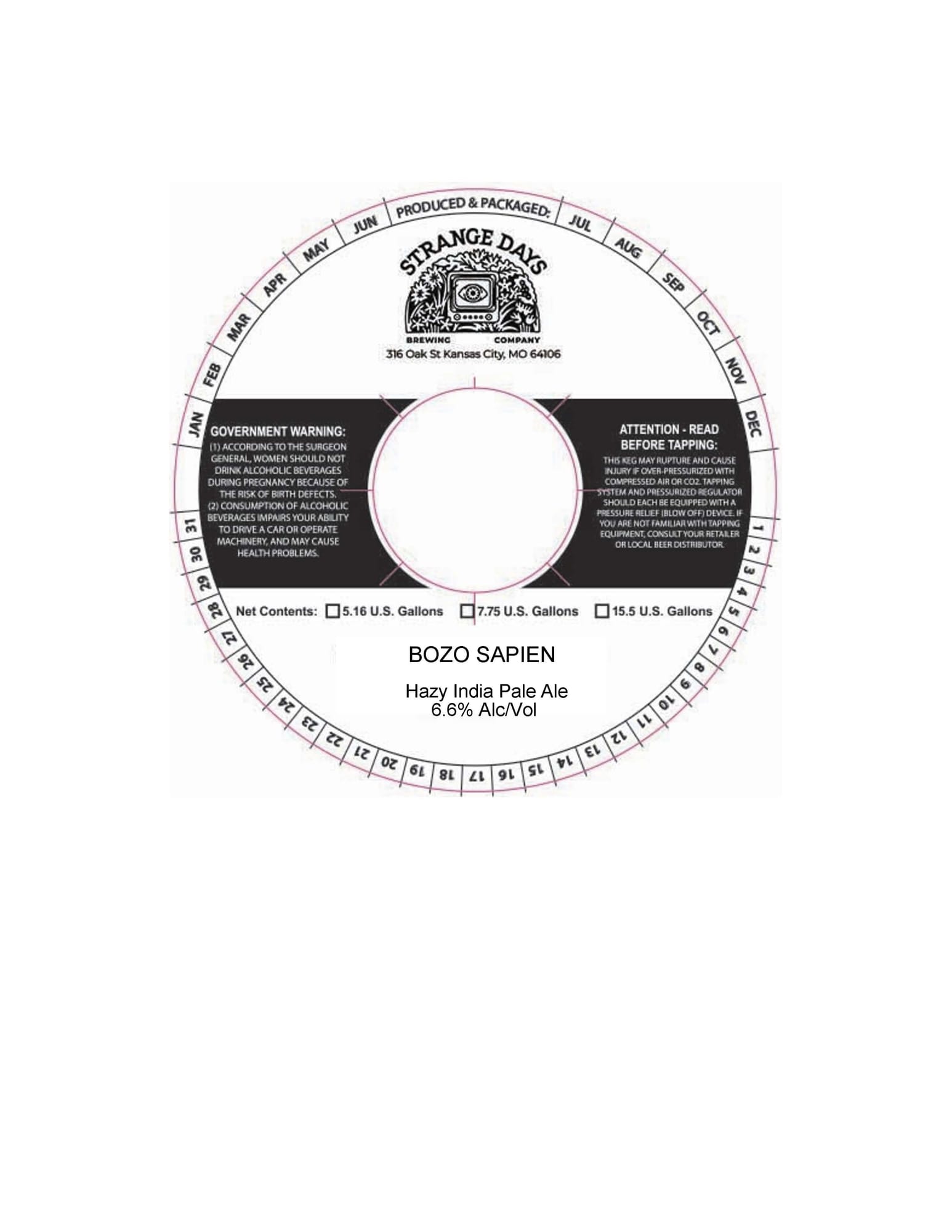 Bozo Sapien by Strange Days Brewing Company - beer label