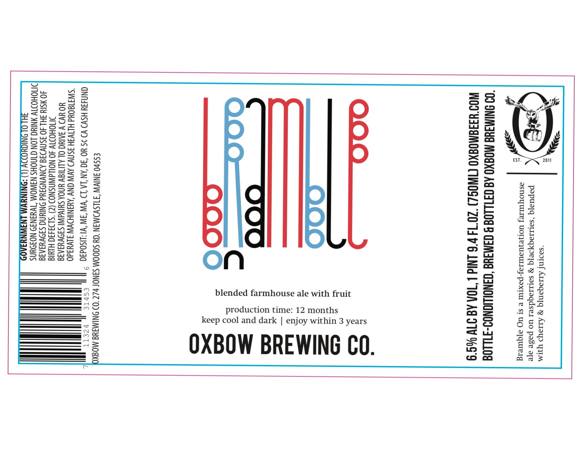 Bramble On by Oxbow Brewing Co. - beer label