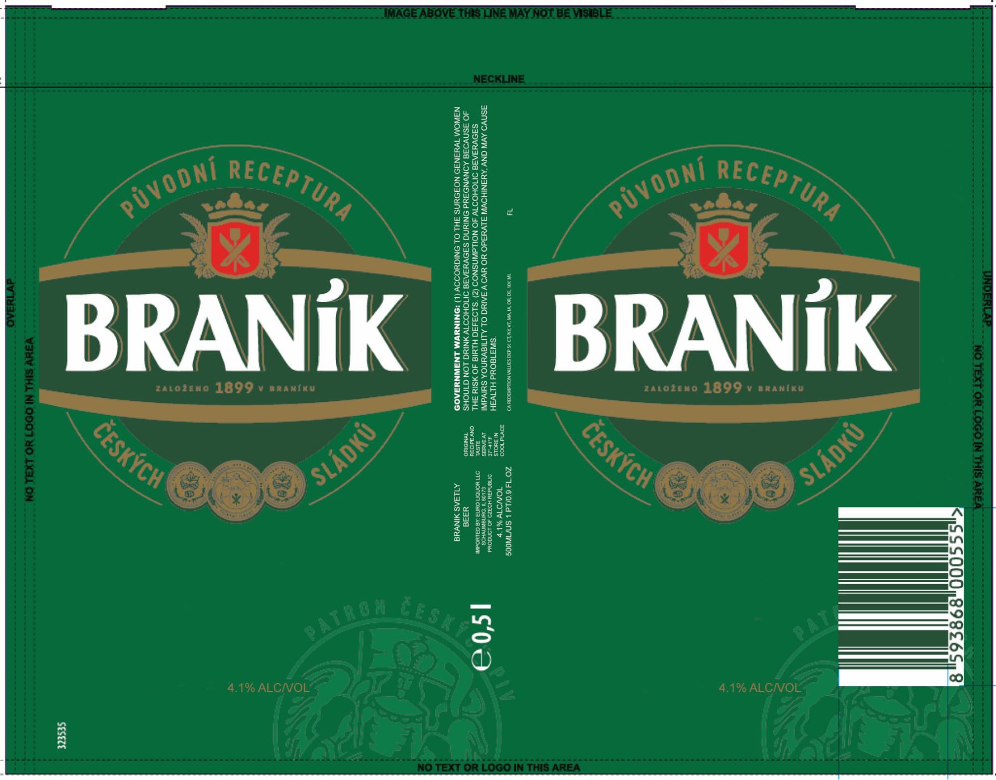 Braník Světlý by Braník - beer label