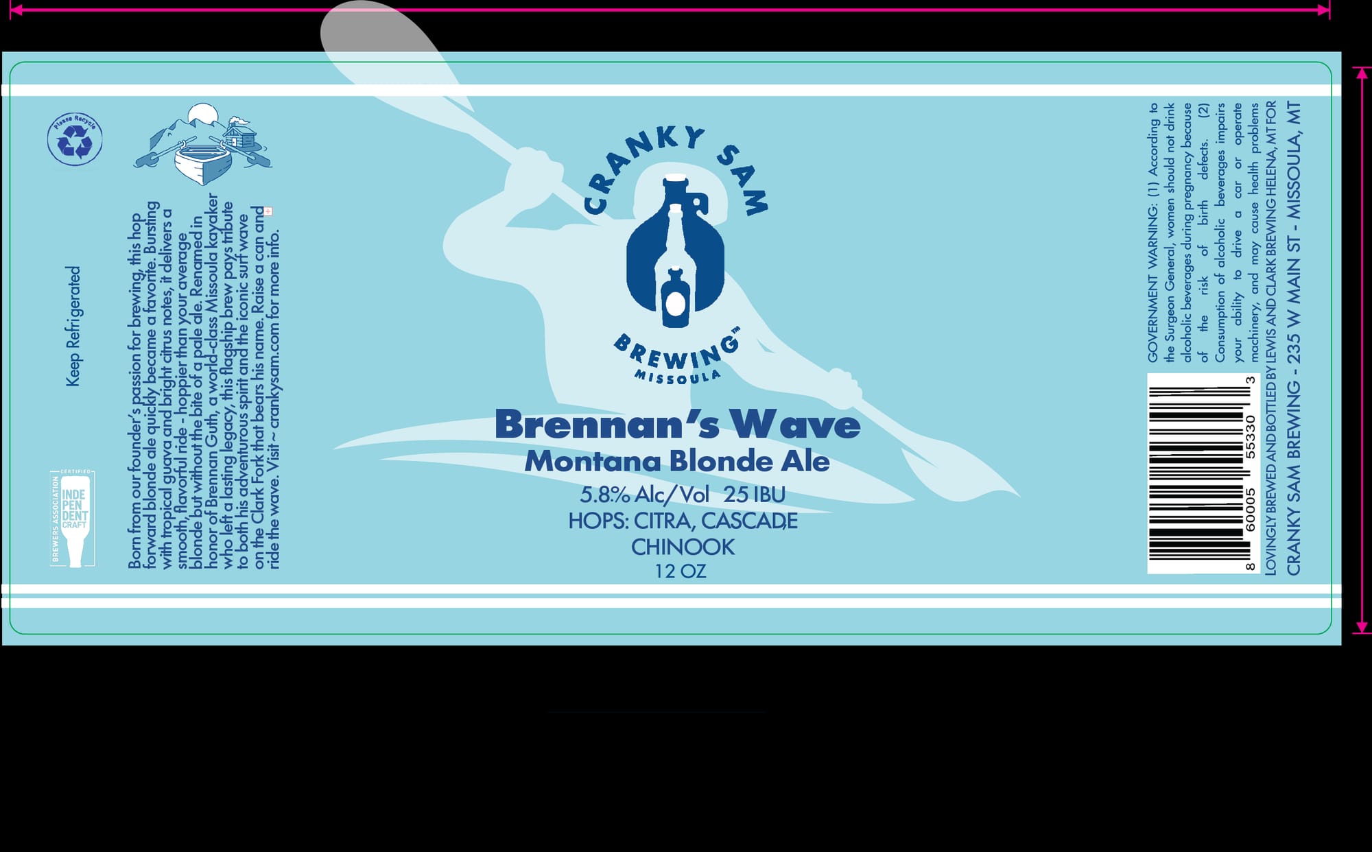 Brennan’s Wave by Cranky Sam Brewing - beer label