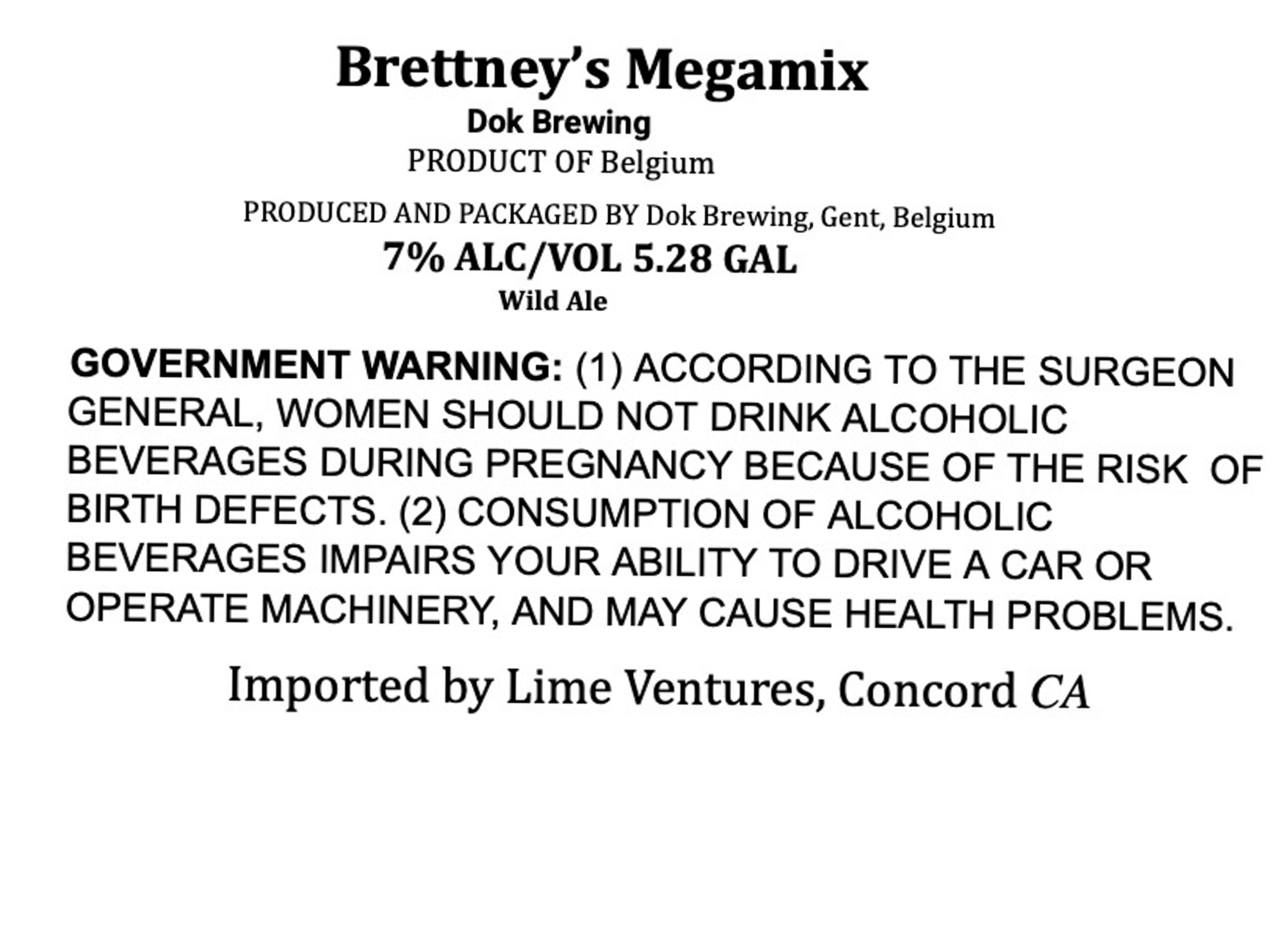 Brettney’s Megamix by Dok Brewing - beer label