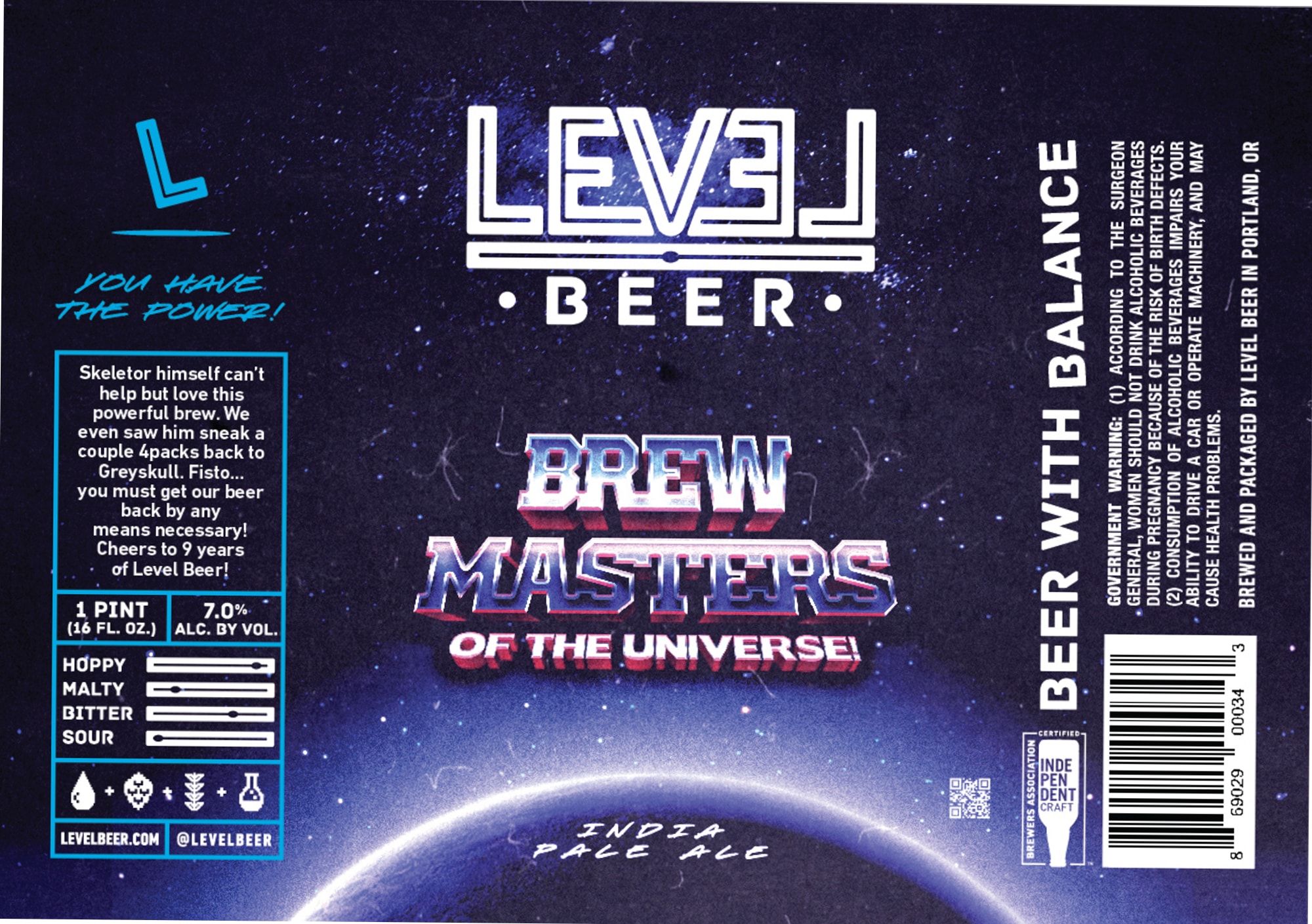 Brew Masters of the Universe by Level Beer - beer label