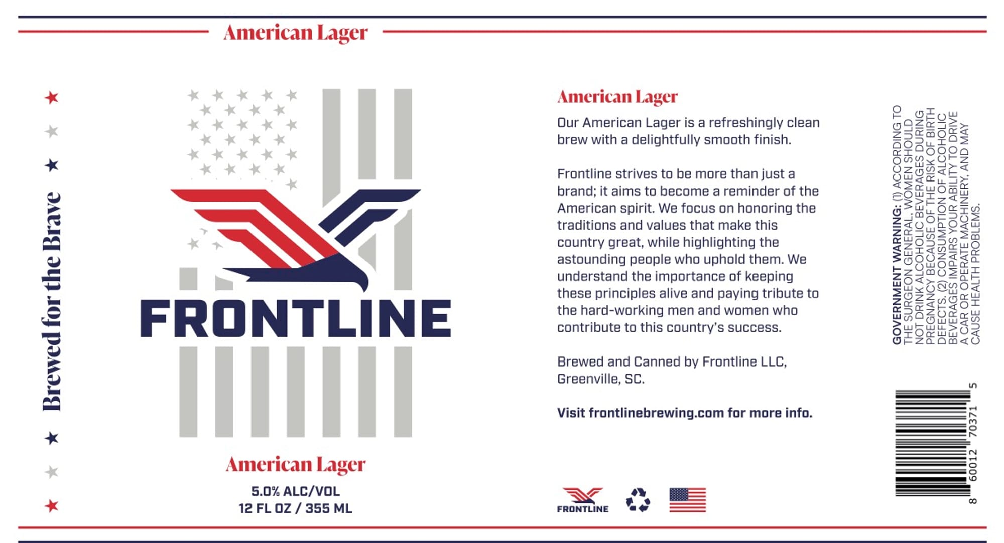 Brewed for the Brave by Frontline Brewing - beer label