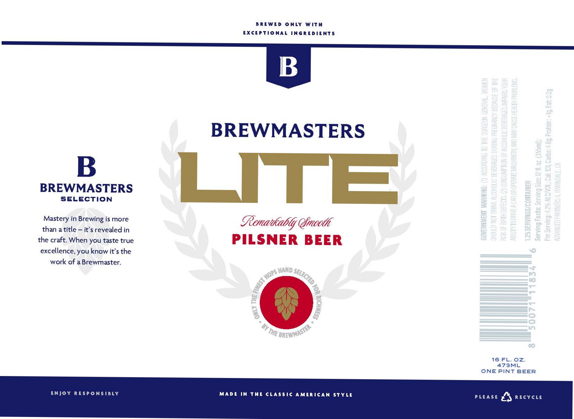Brewmasters Lite by Brewmasters - beer label