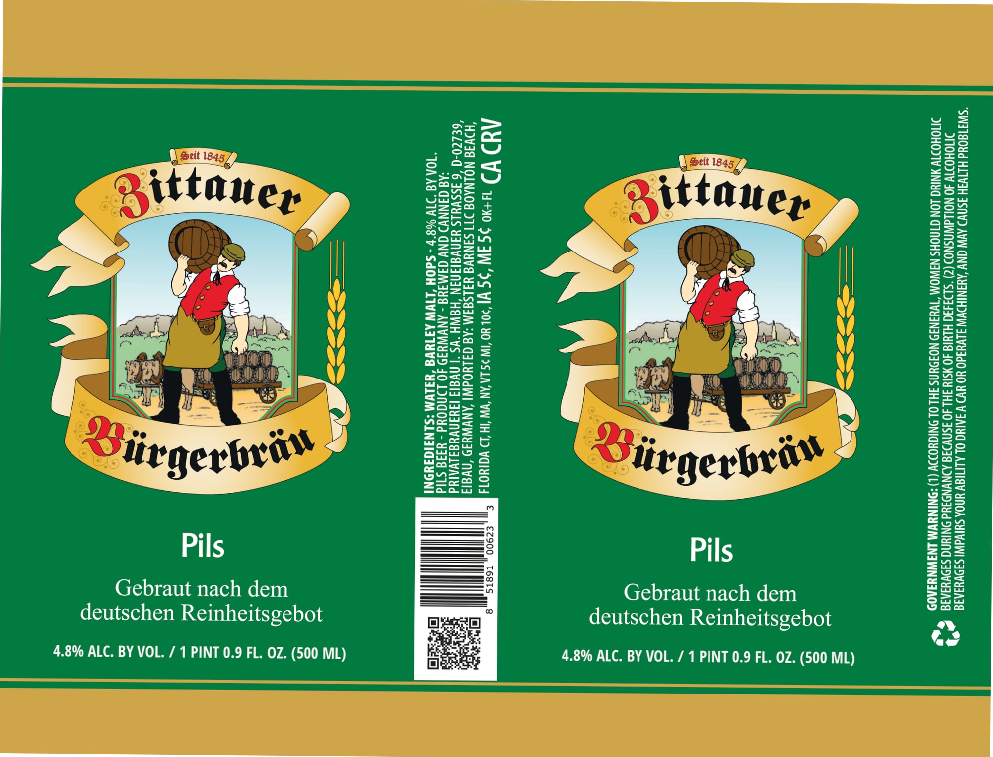 Bürgerbräu Pils by Bittauer - beer label