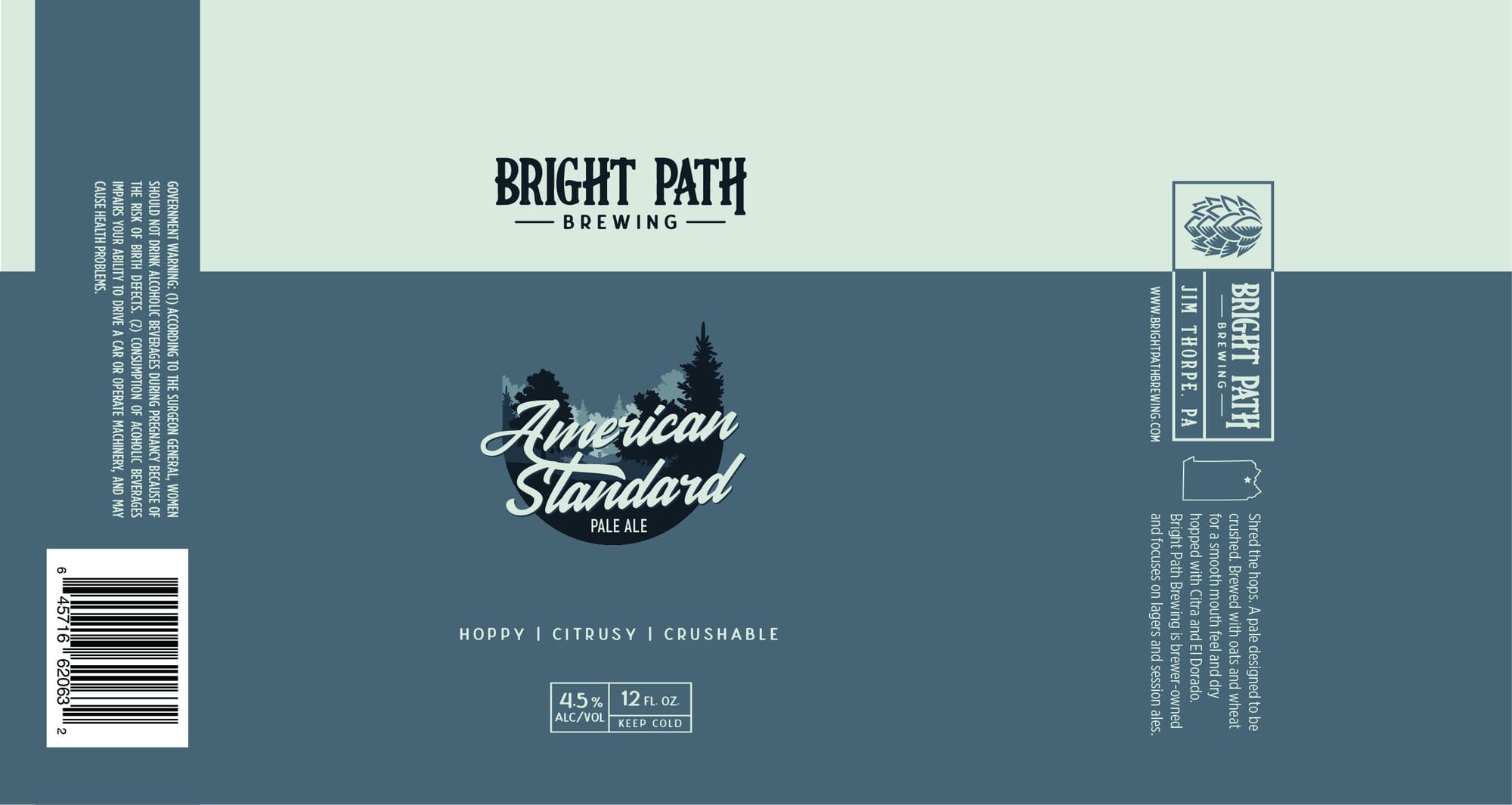 American Standard by Bright Path Brewing - beer label