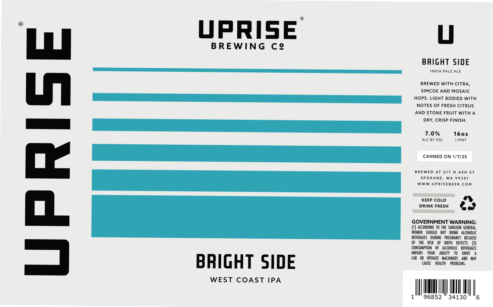 Bright Side by Uprise Brewing Co. - beer label