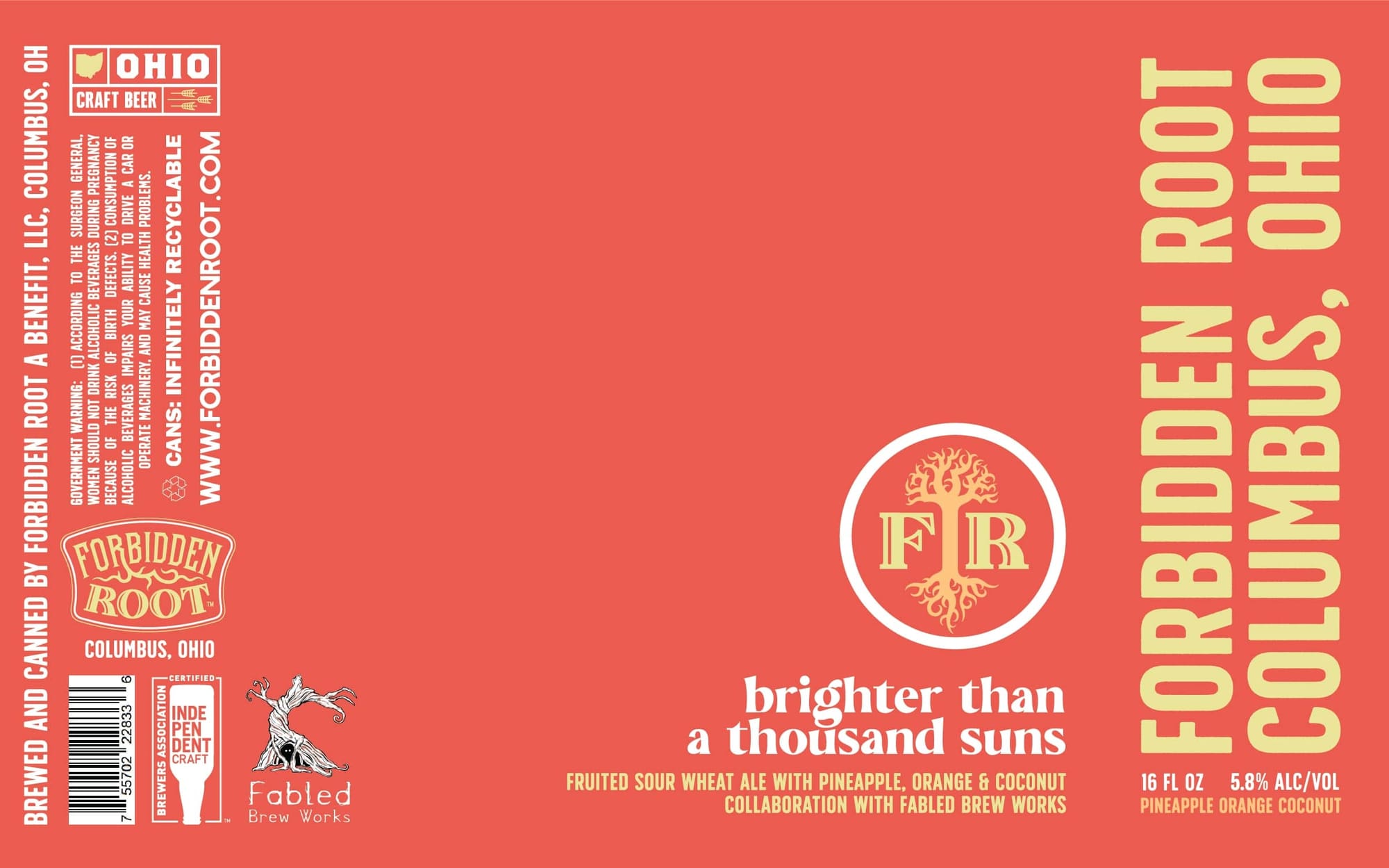 brighter than a thousand suns by Forbidden Root - beer label