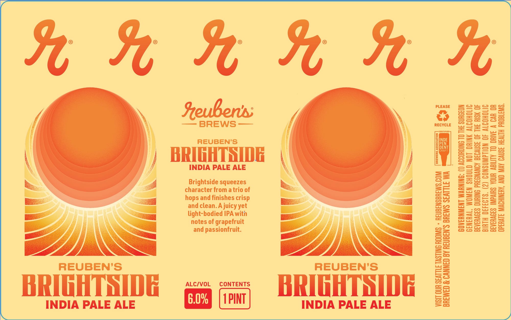 Brightside India Pale Ale by Reuben's Brews - beer label