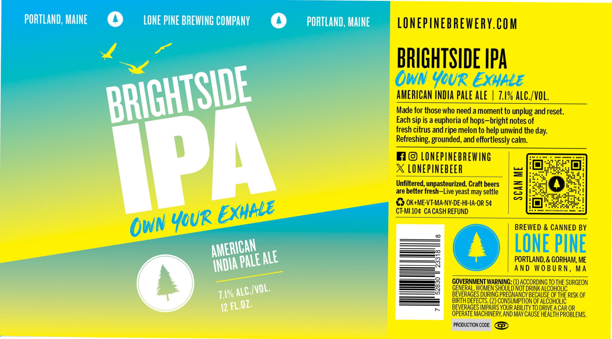 Brightside IPA by Lone Pine Brewing Company - beer label