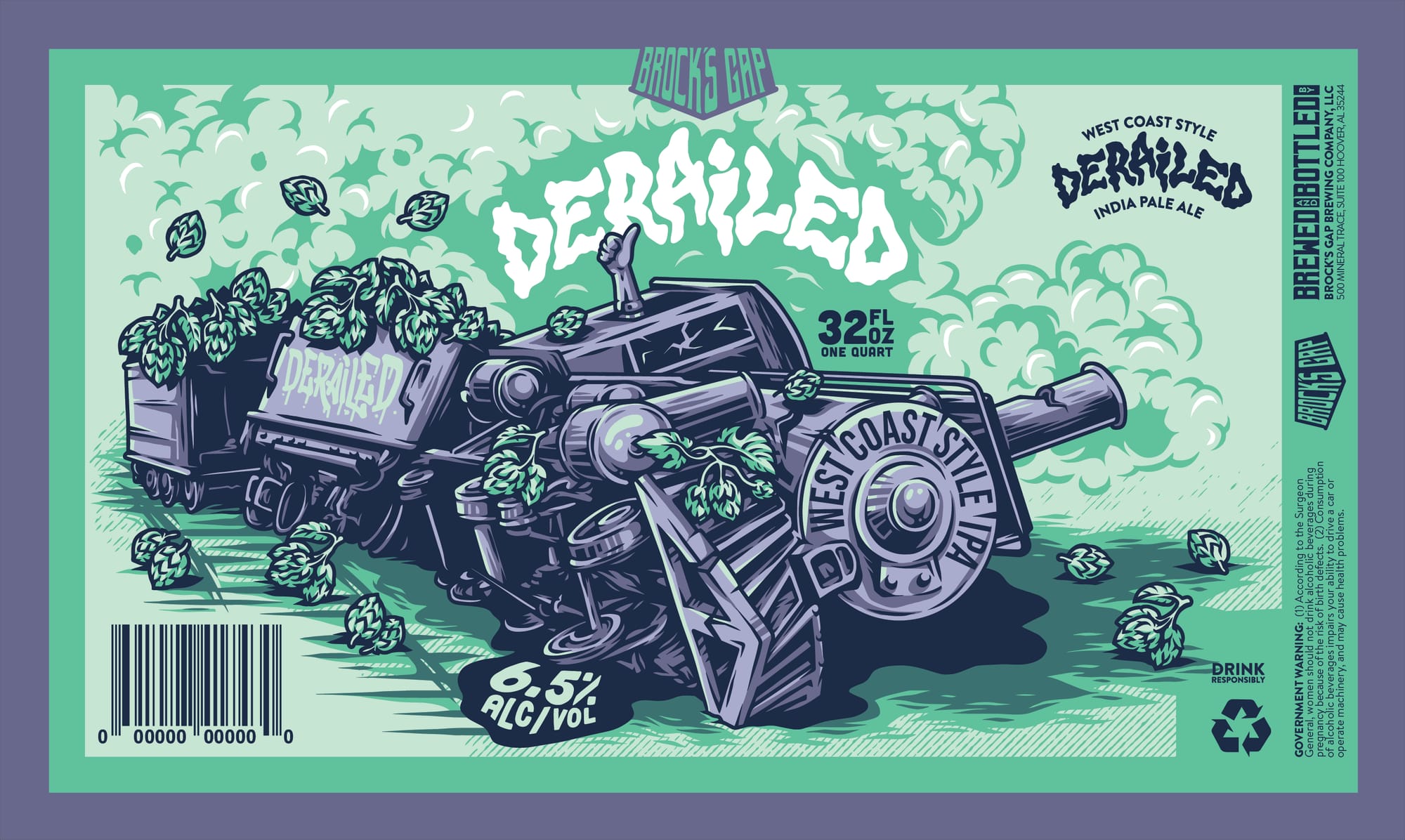 Derailed by Brocks Gap Brewing Company - beer label