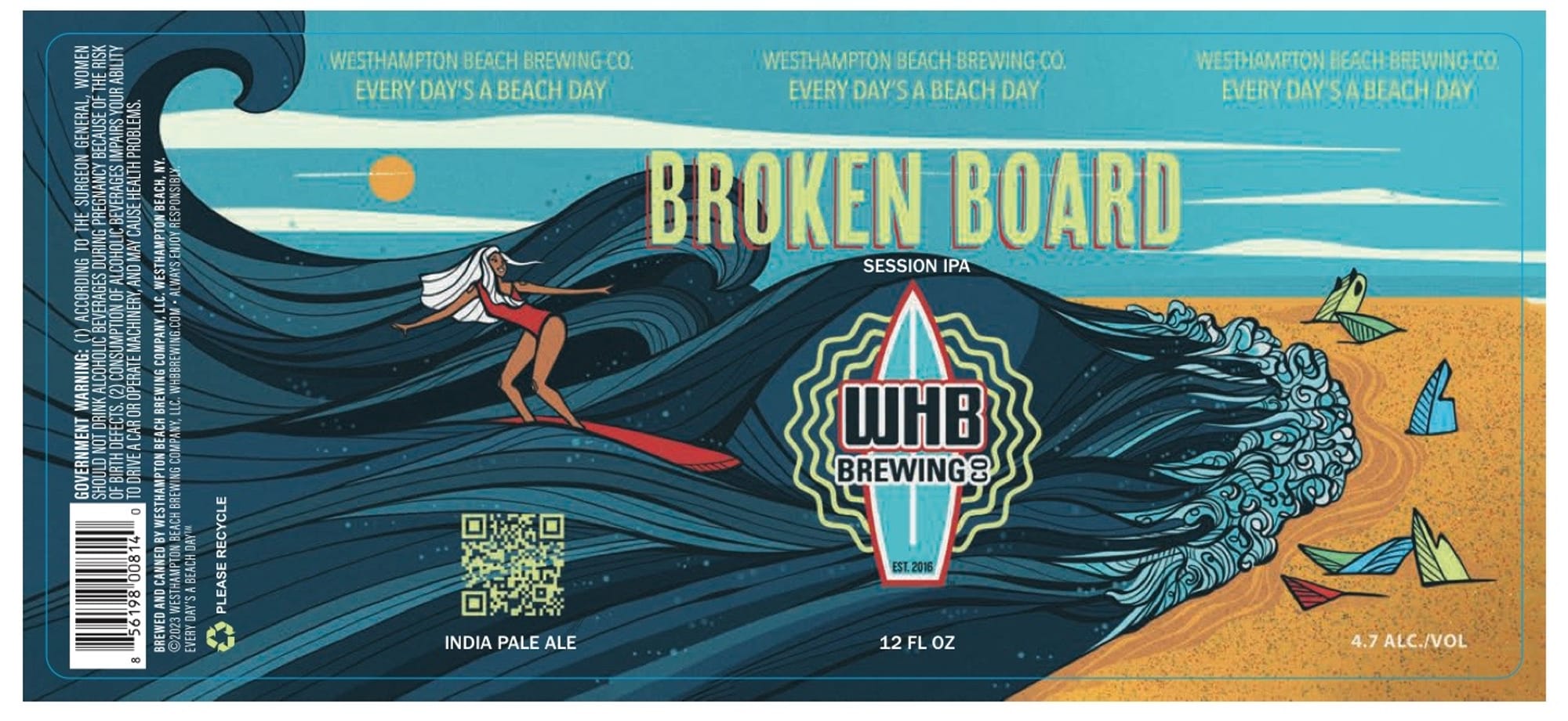 Broken Board by Westhampton Beach Brewing Co. - beer label