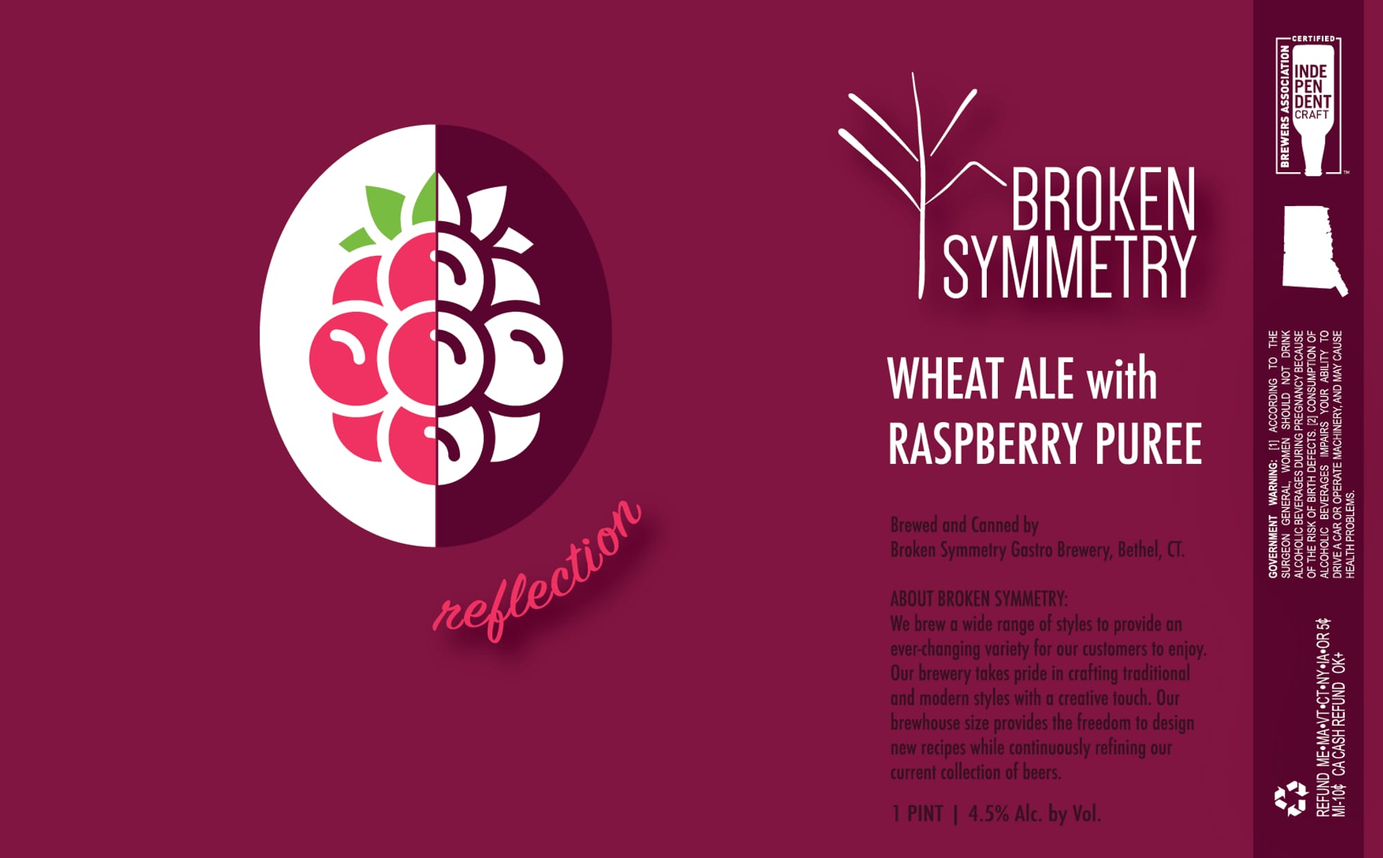 Wheat Ale with Raspberry Puree by Broken Symmetry Brewery - beer label