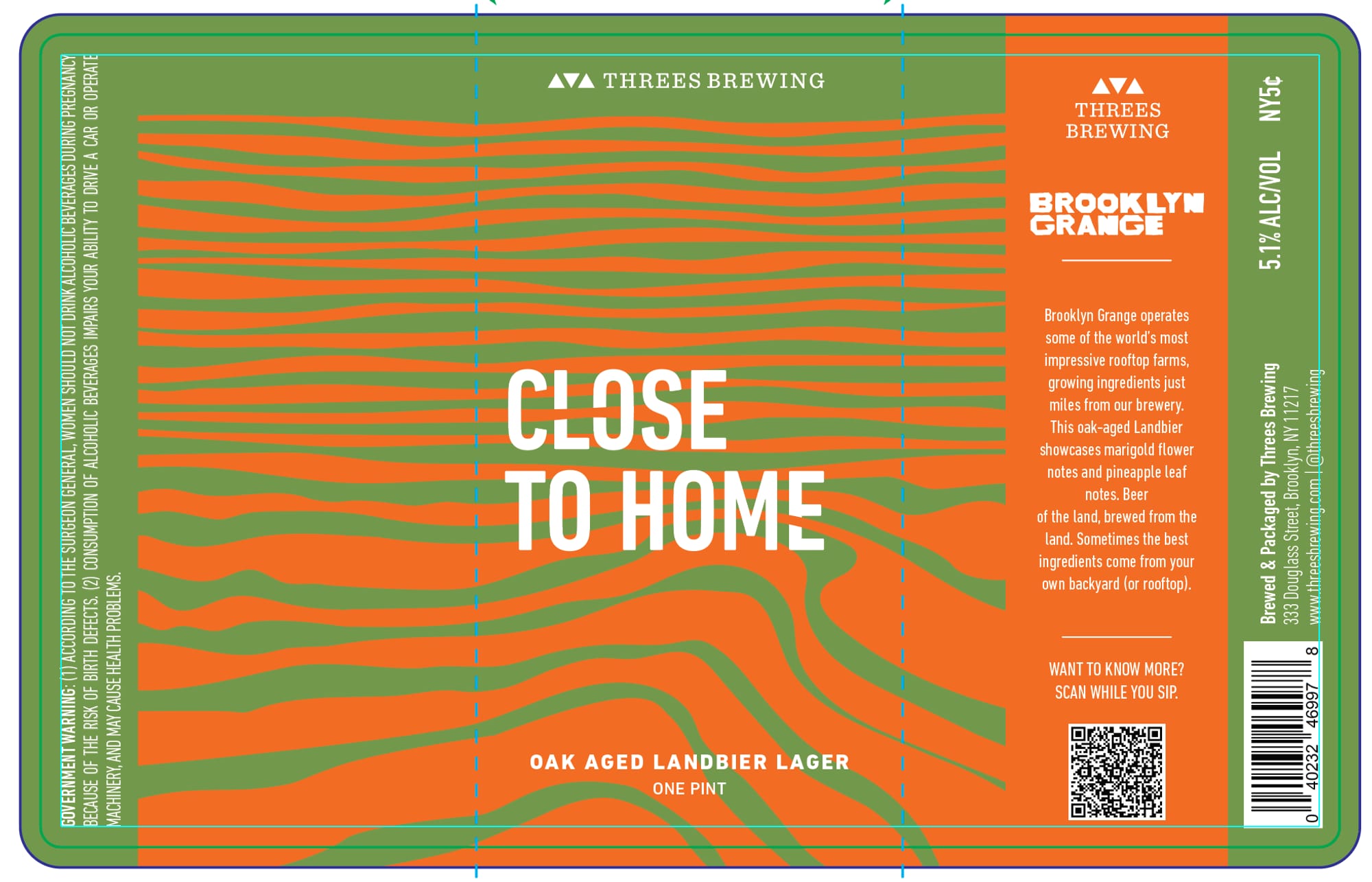 Brooklyn Grange by Threes Brewing - beer label