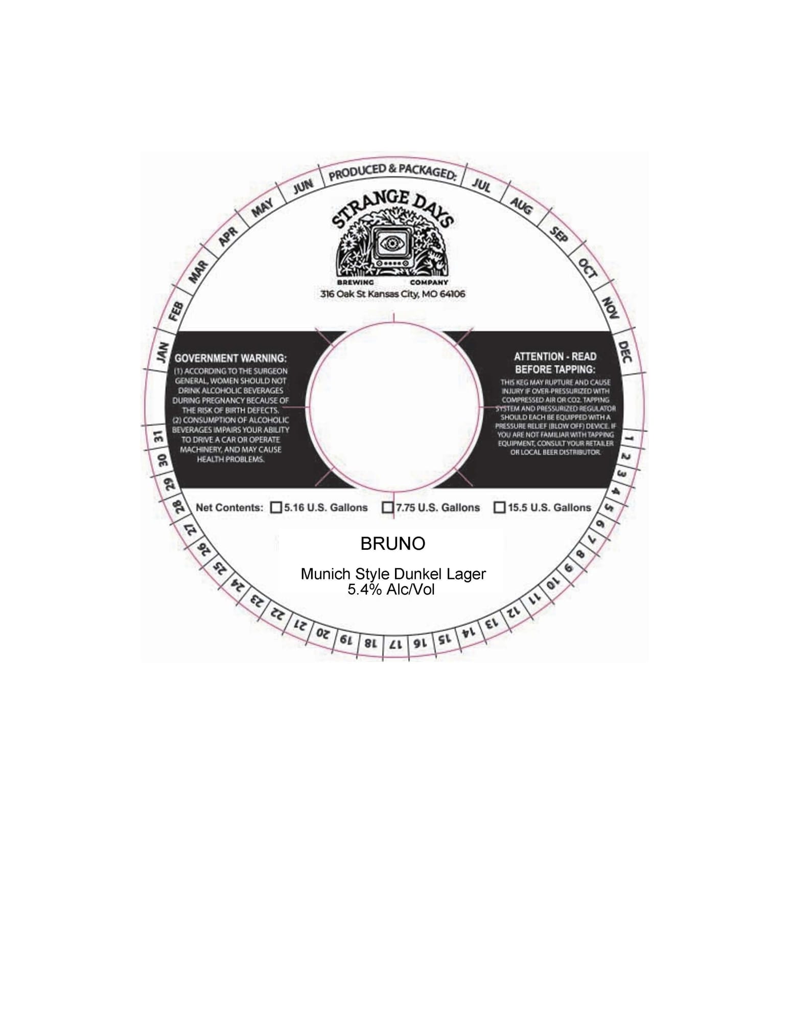 Bruno by Strange Days Brewing Company - beer label