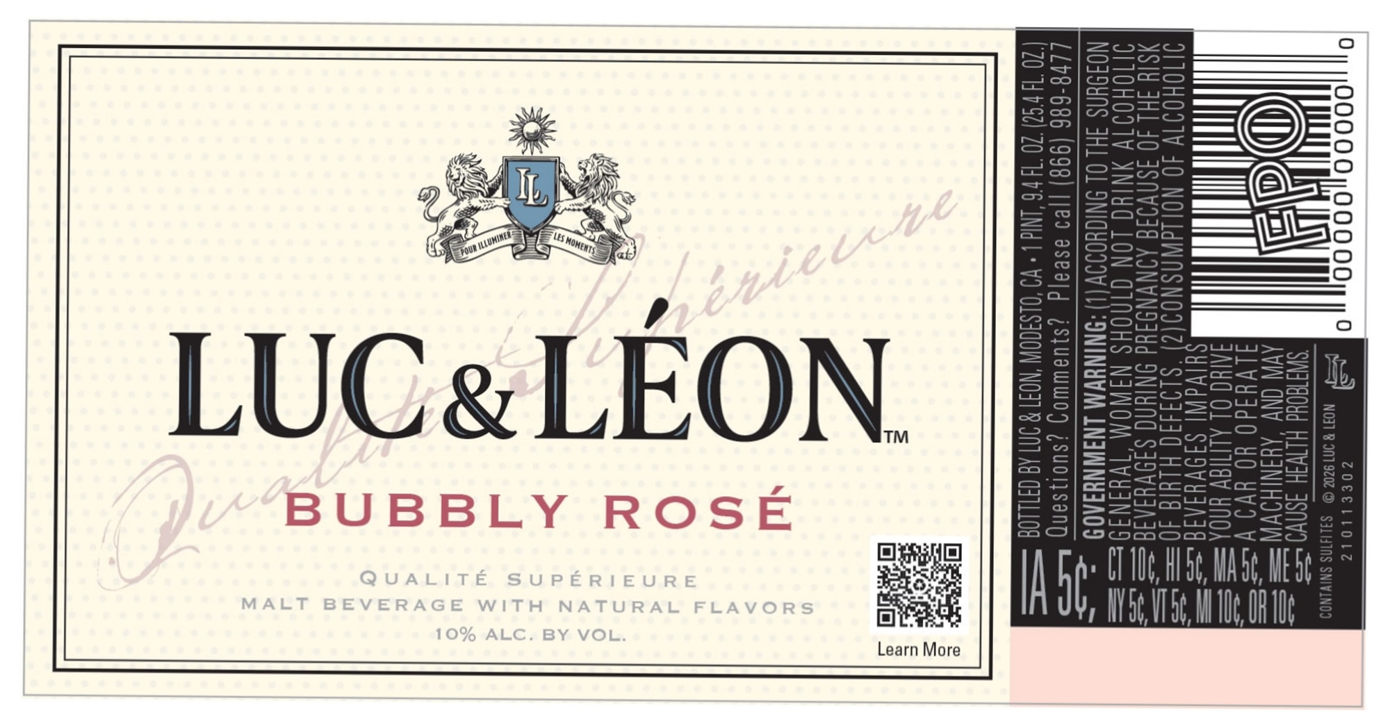 Bubbly Rosé by Luc & Léón - beer label