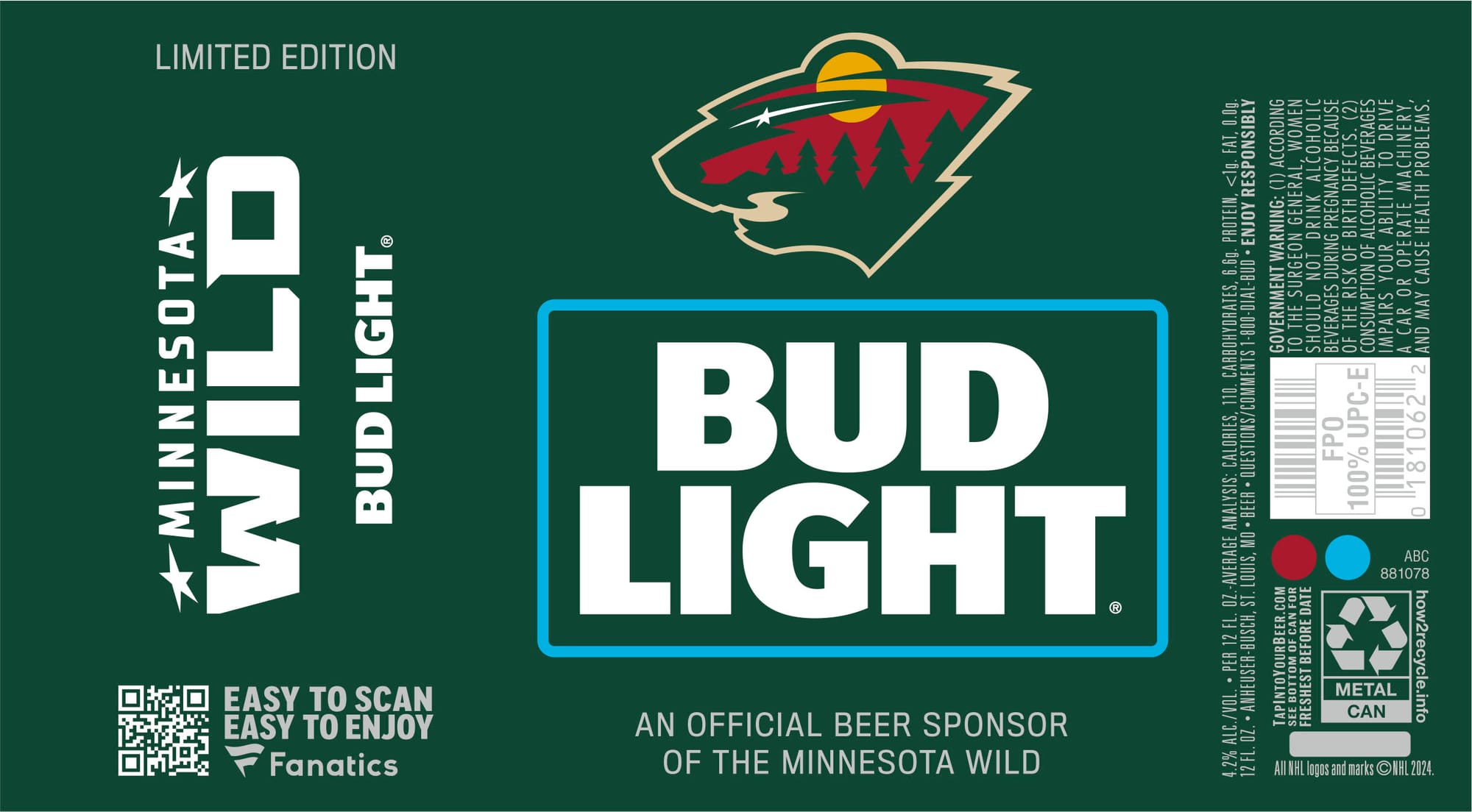 Bud Light (Minnesota Wild Edition) by Anheuser-Busch - beer label