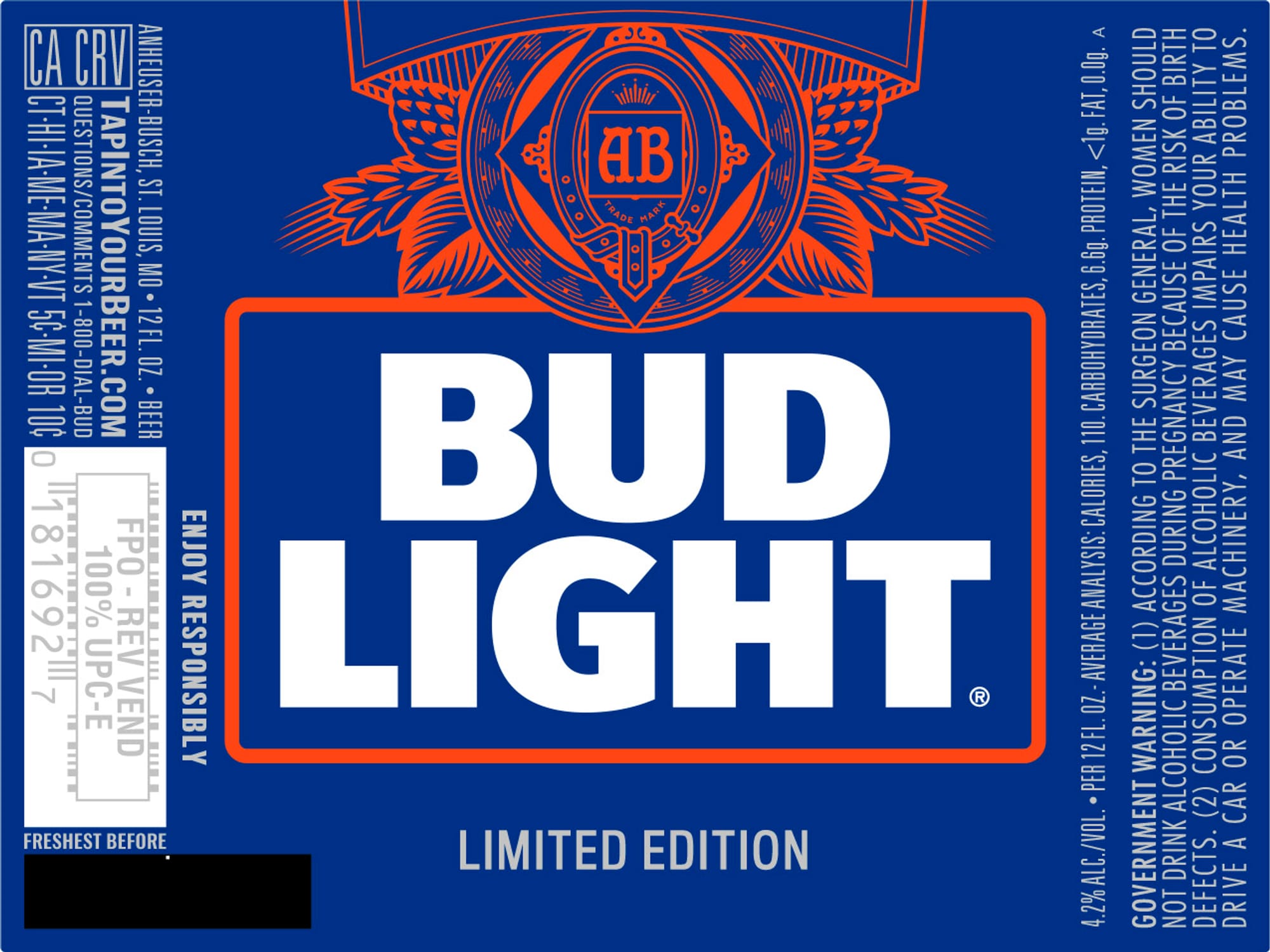 Bud Light by Anheuser-Busch - beer label