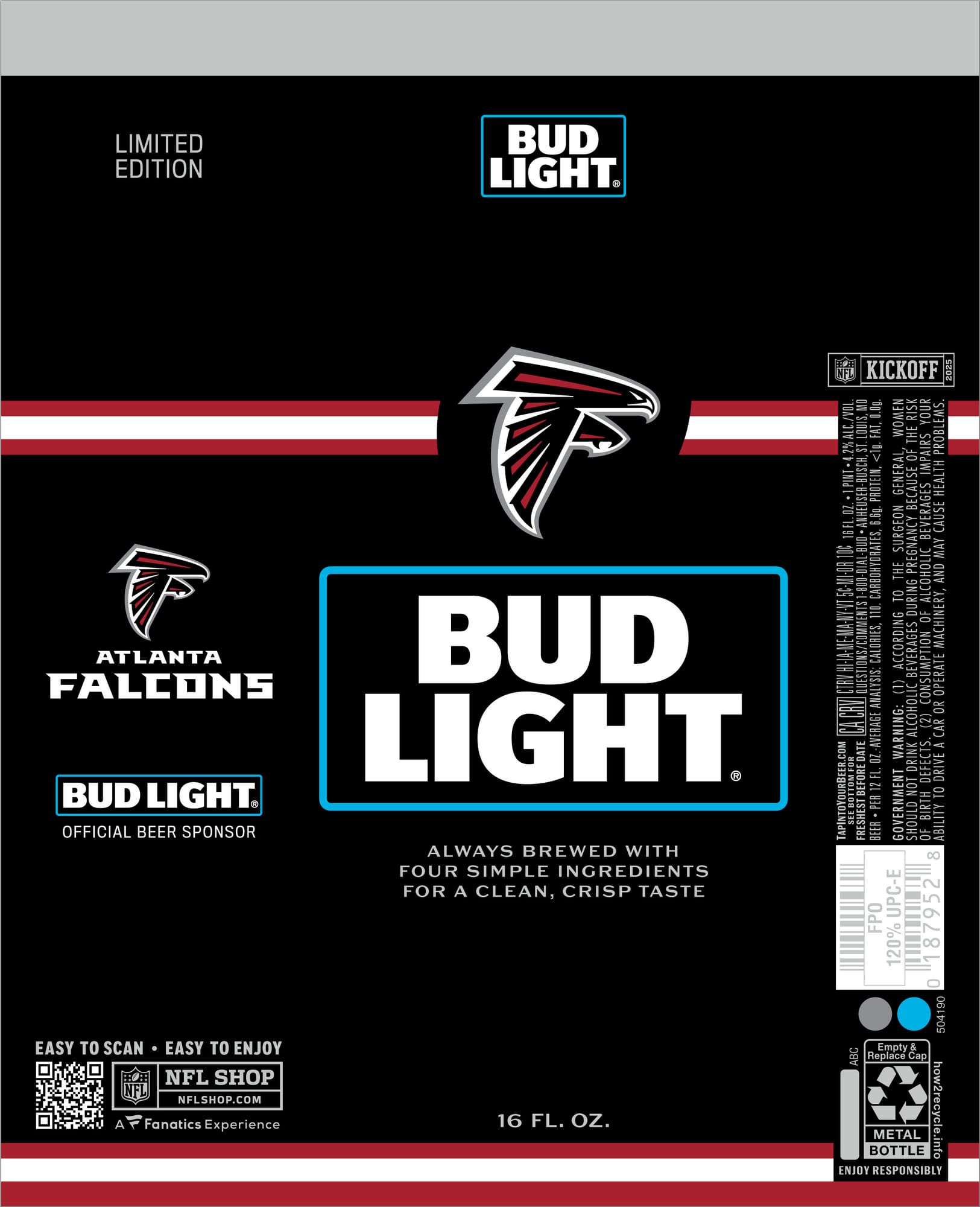 Bud Light (Atlanta Falcons Edition) by Anheuser-Busch - beer label