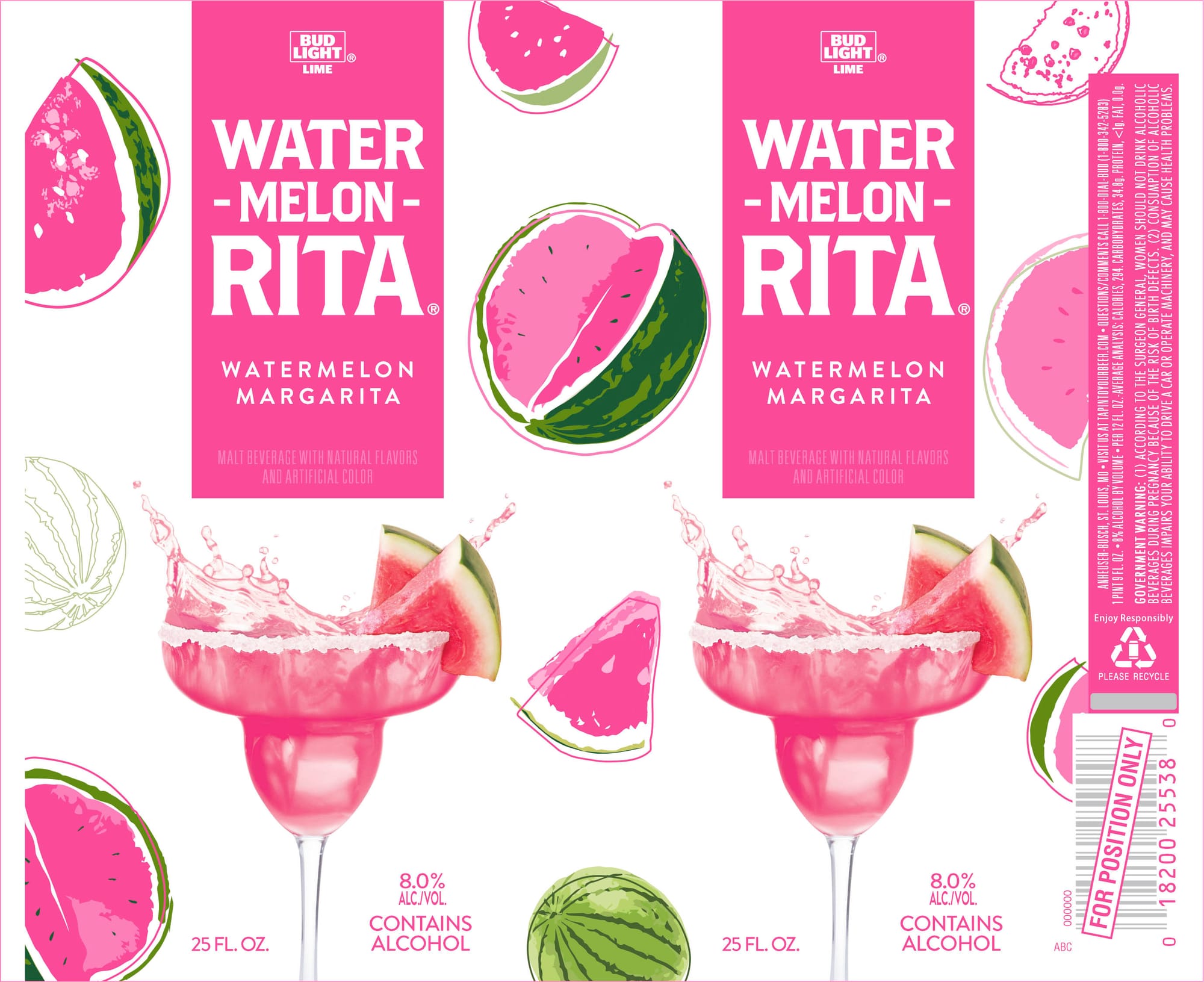 Bud Light Watermelon Rita by Anheuser-Busch - beer label
