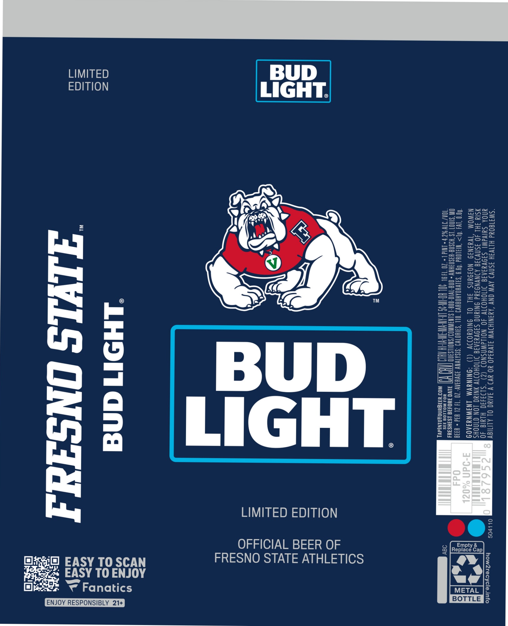Bud Light (Fresno State Limited Edition) by Anheuser-Busch - beer label