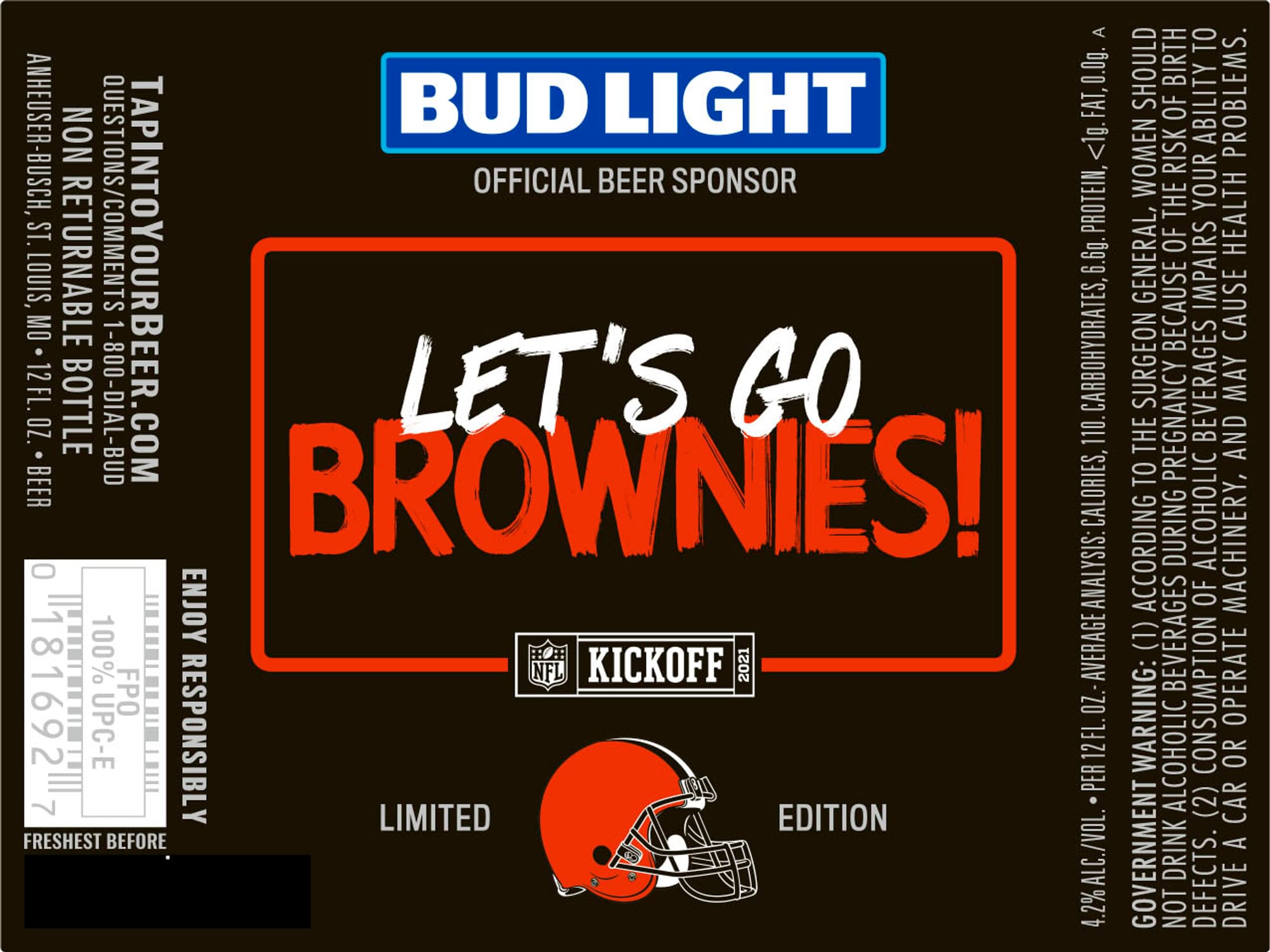 Bud Light - Let's Go Brownies! by Anheuser-Busch - beer label