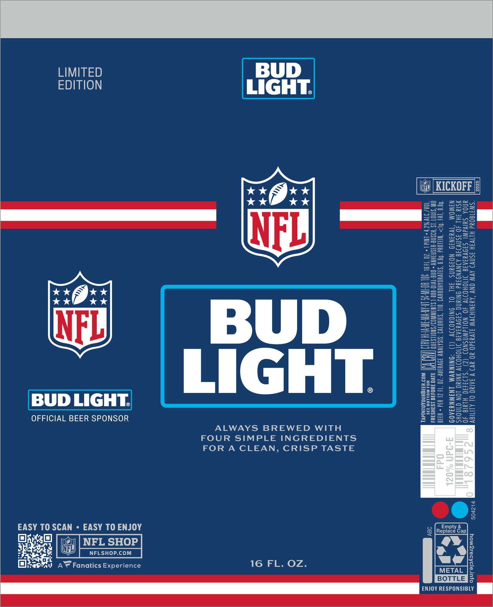 Bud Light NFL Limited Edition by Anheuser-Busch - beer label