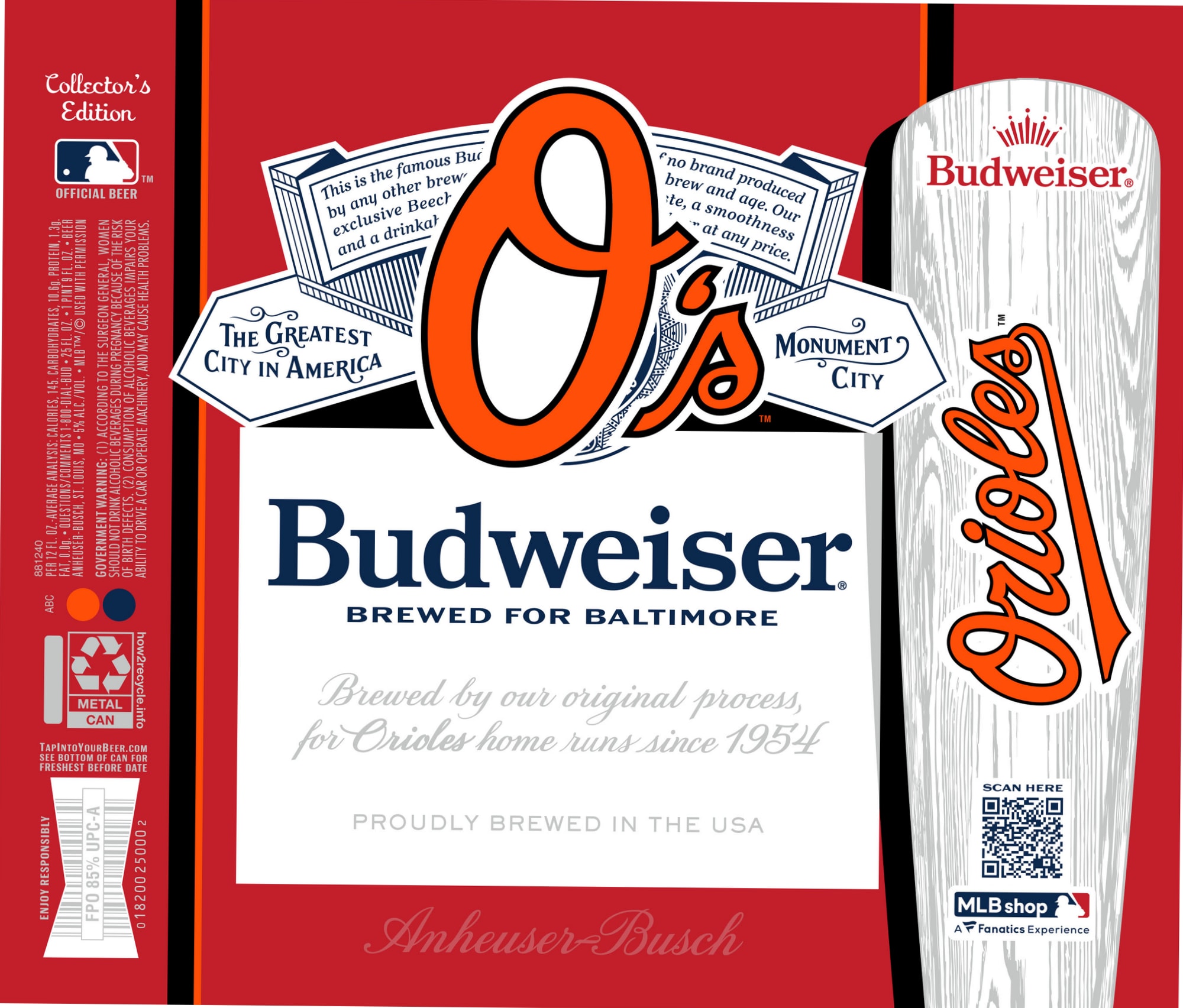Budweiser (Baltimore Orioles Collector’s Edition) by Anheuser-Busch - beer label