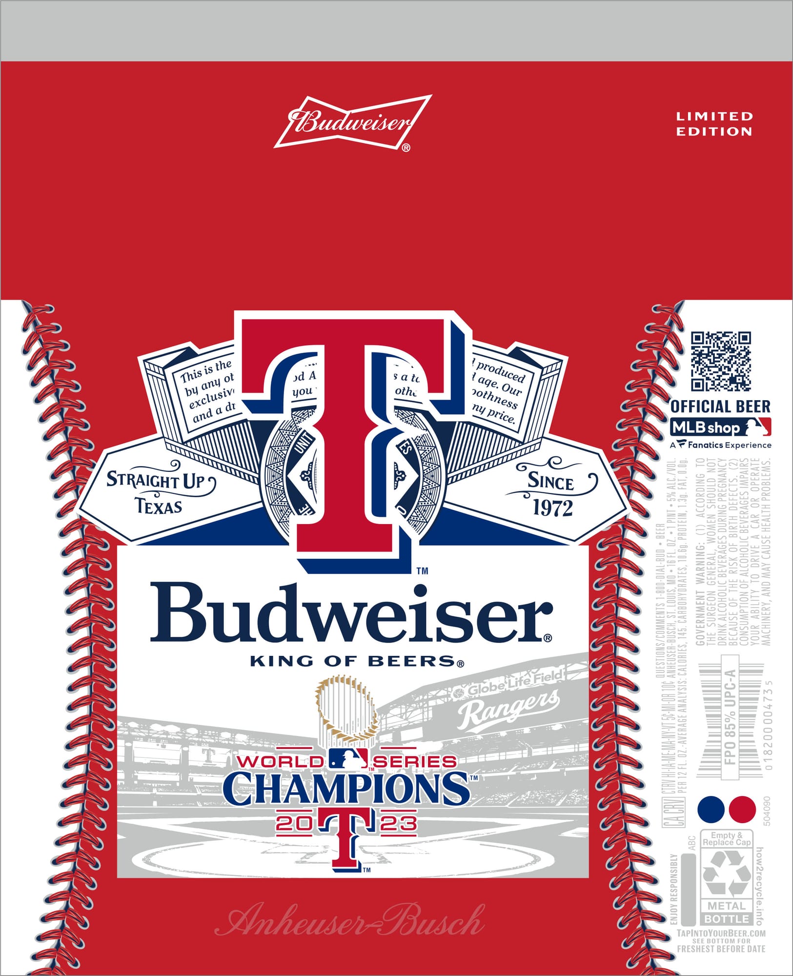 Budweiser Rangers World Series 2023 by Anheuser-Busch - beer label