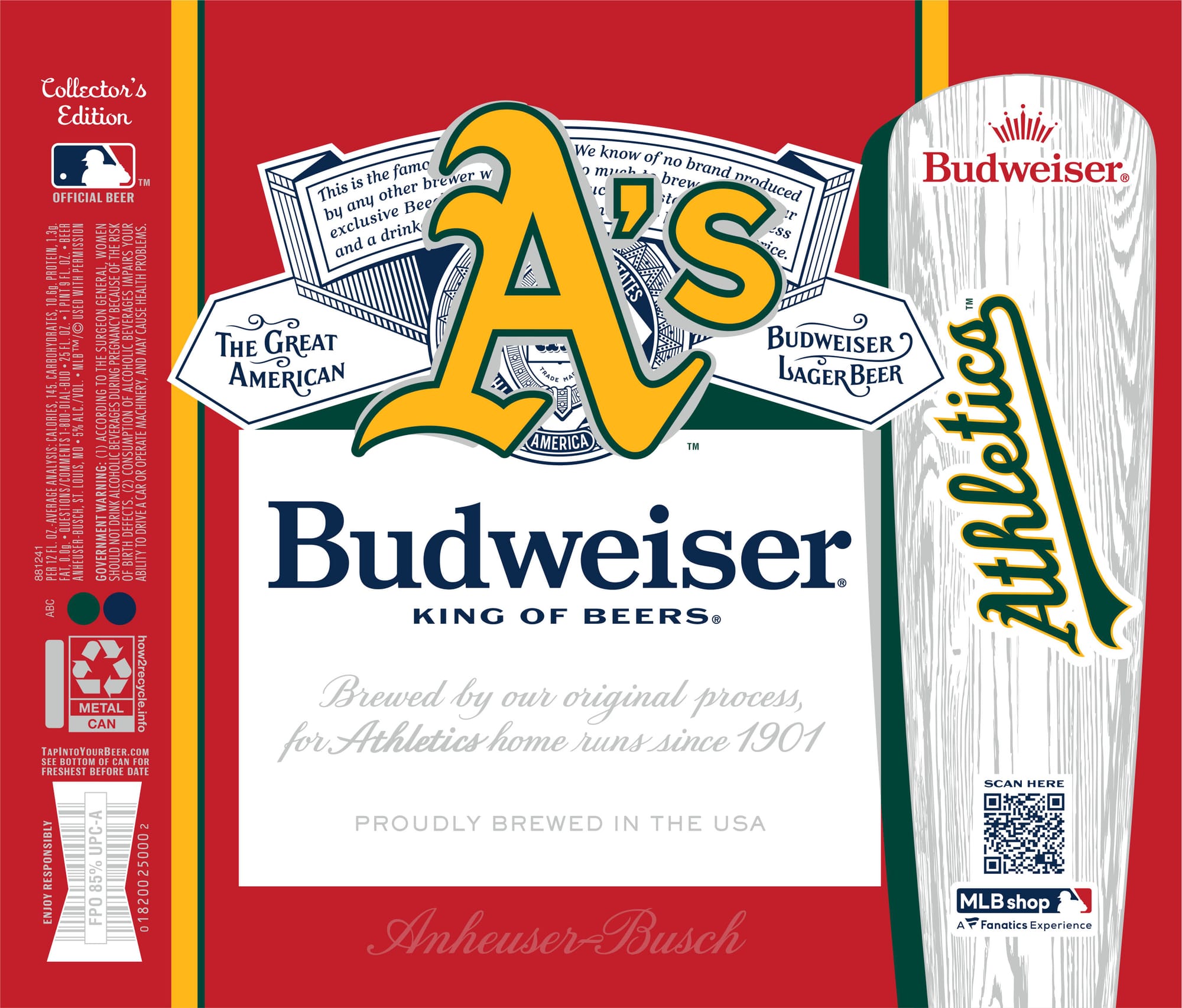 Budweiser (Oakland Athletics Collector’s Edition) by Anheuser-Busch - beer label