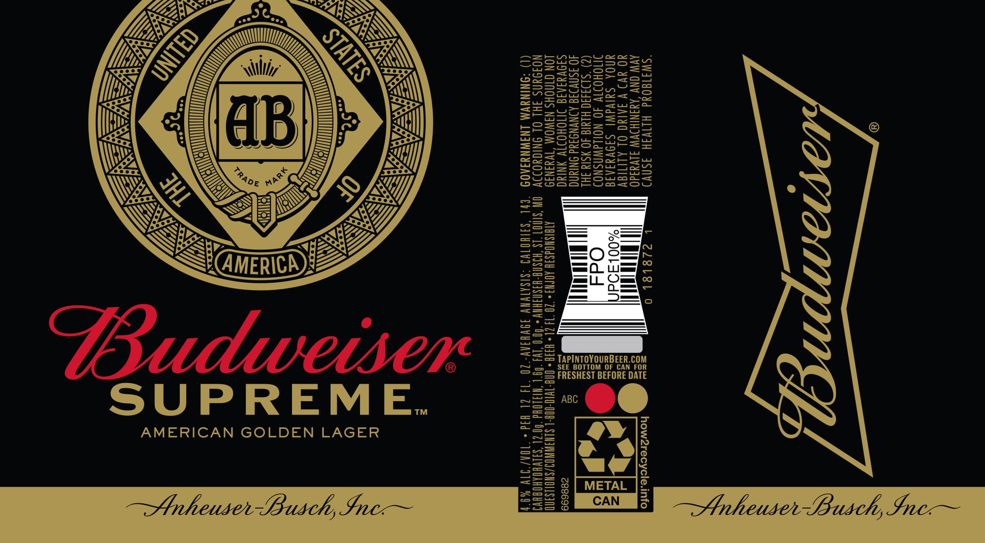 Budweiser Supreme by Anheuser-Busch, Inc. - beer label