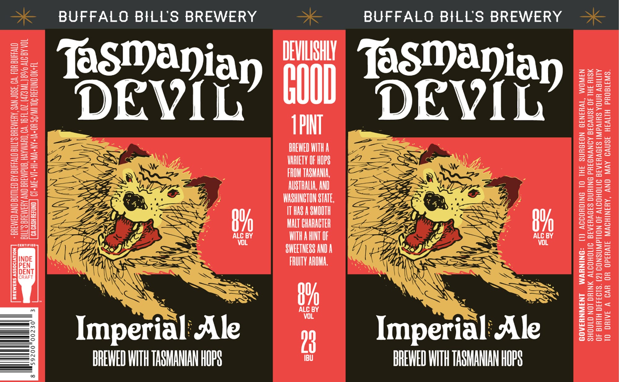 Tasmanian Devil by Buffalo Bill’s Brewery - beer label