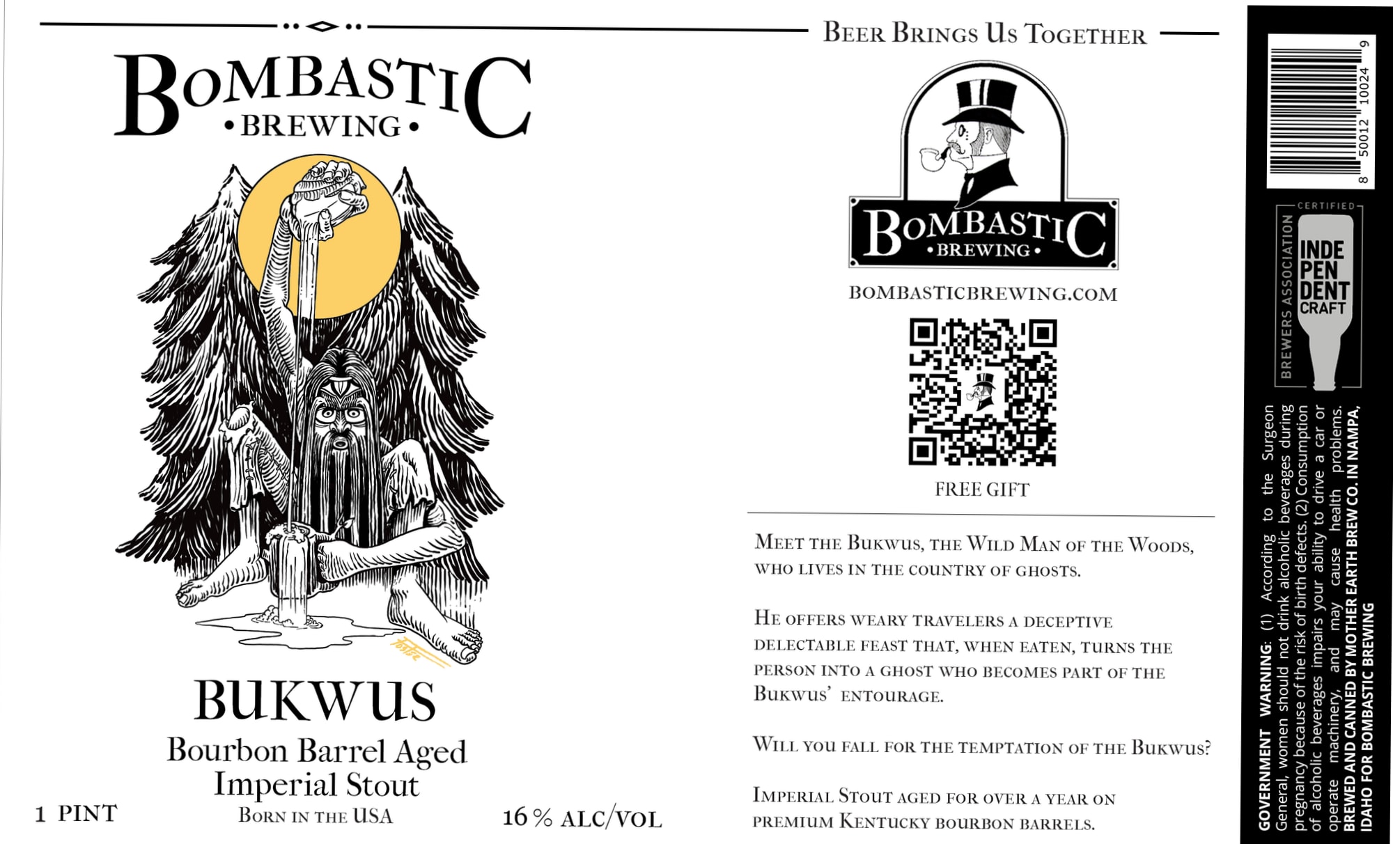 Bukwus Bourbon Barrel Aged Imperial Stout by Bombastic Brewing - beer label