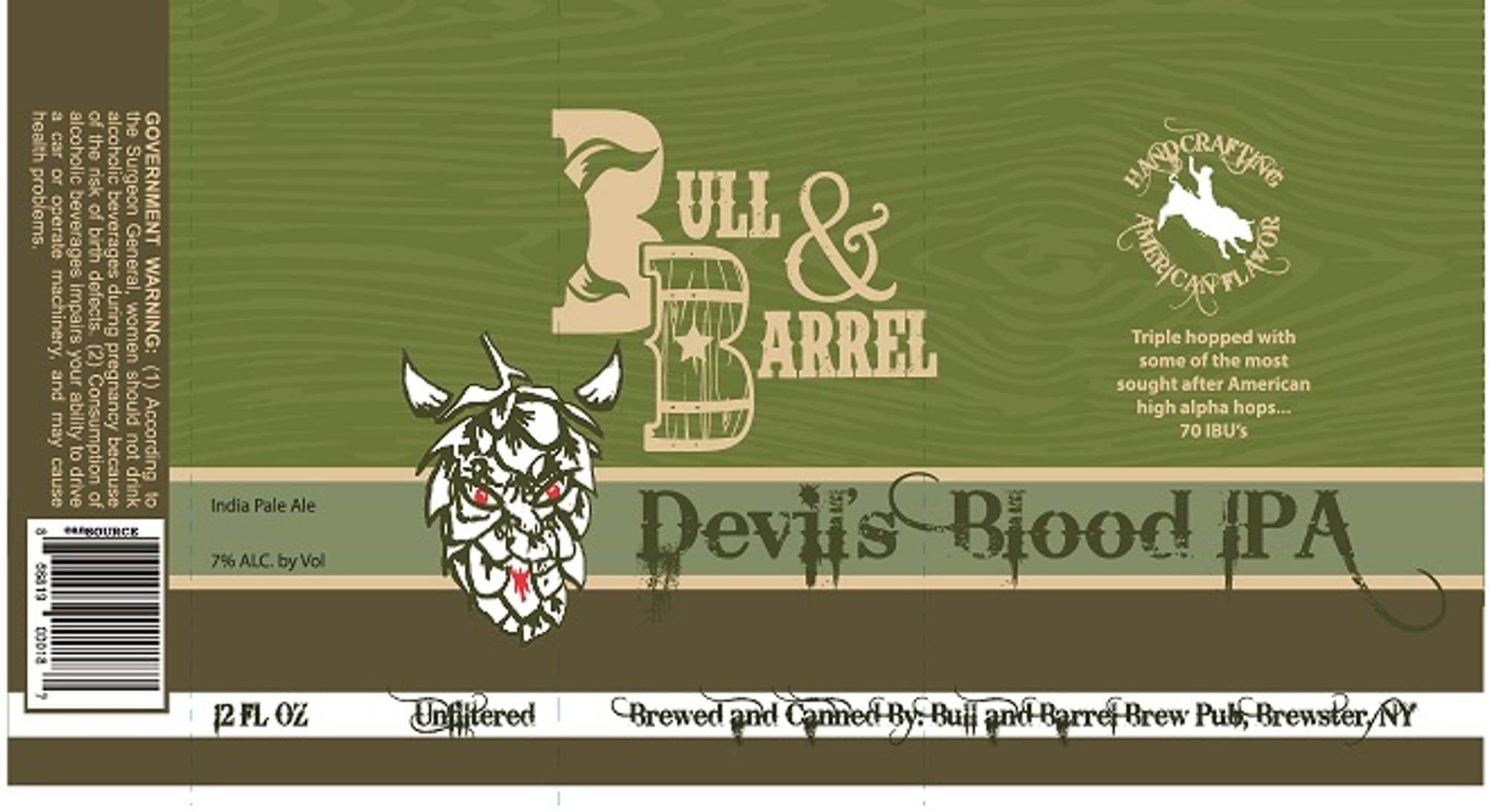 Devil's Blood IPA by Bull & Barrel Brew Pub - beer label