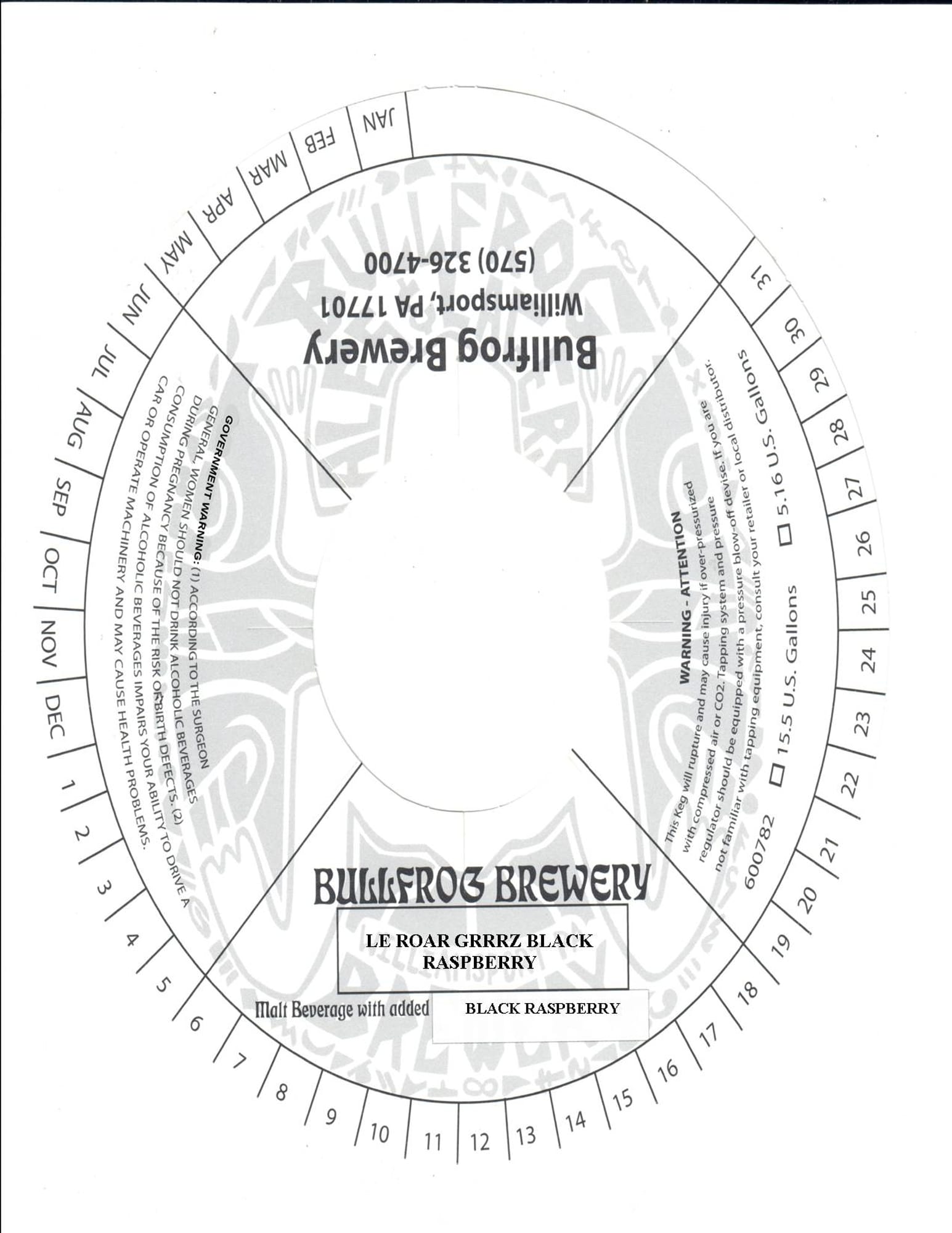 Le Roar Grrzz Black Raspberry by Bullfrog Brewery - beer label