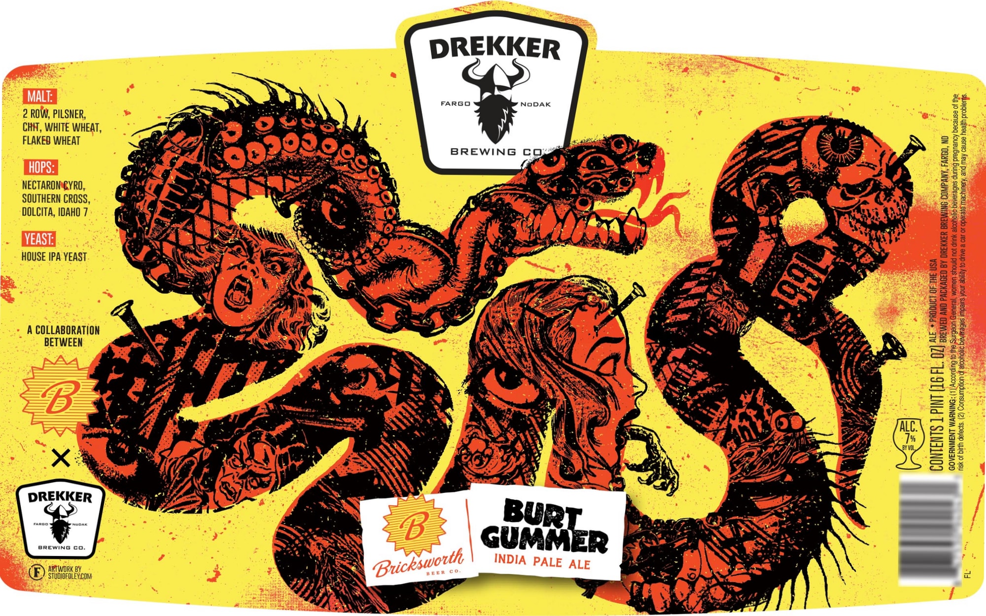 Burt Gummer by Drekker Brewing Co. - beer label