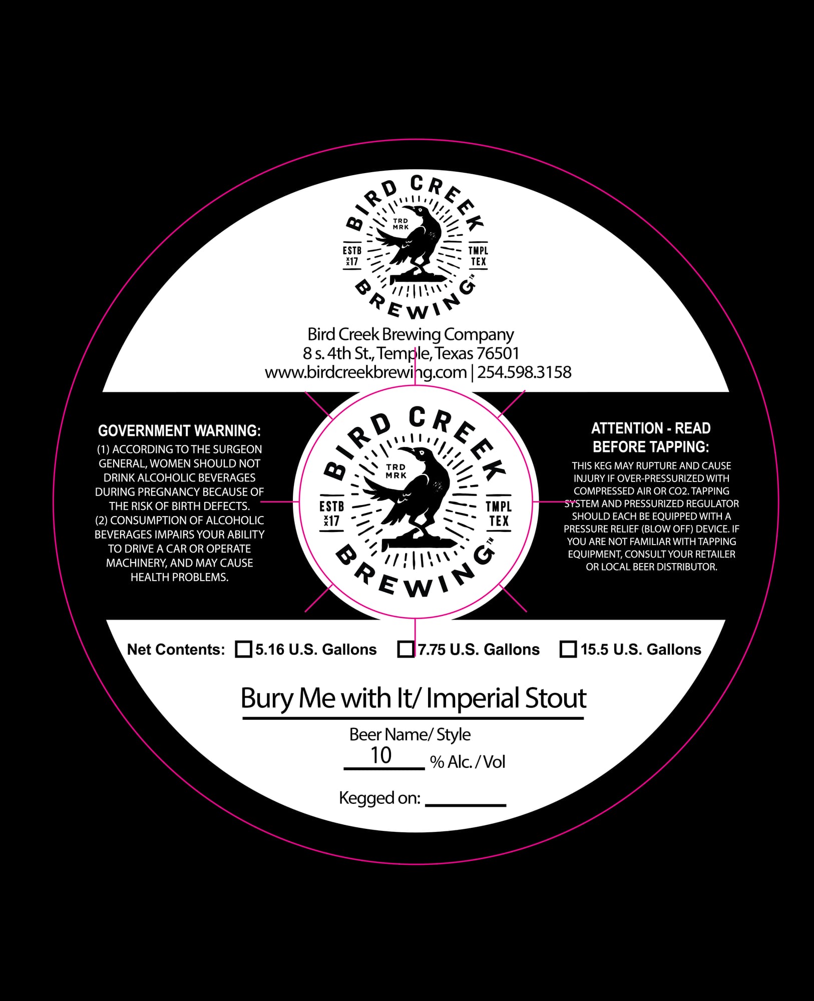 Bury Me With It/ Imperial Stout by Bird Creek Brewing Company - beer label