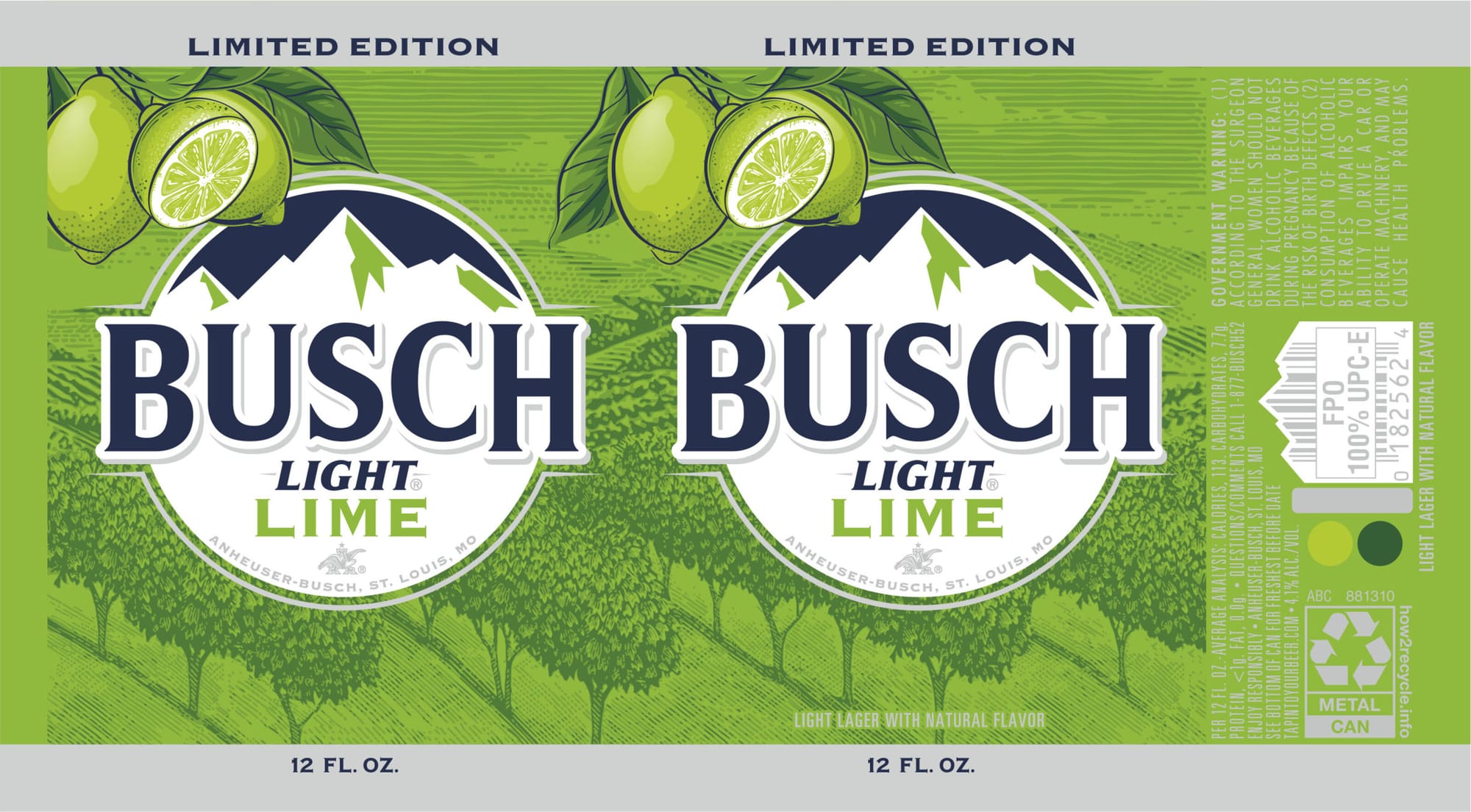 Busch Light Lime by Anheuser-Busch - beer label