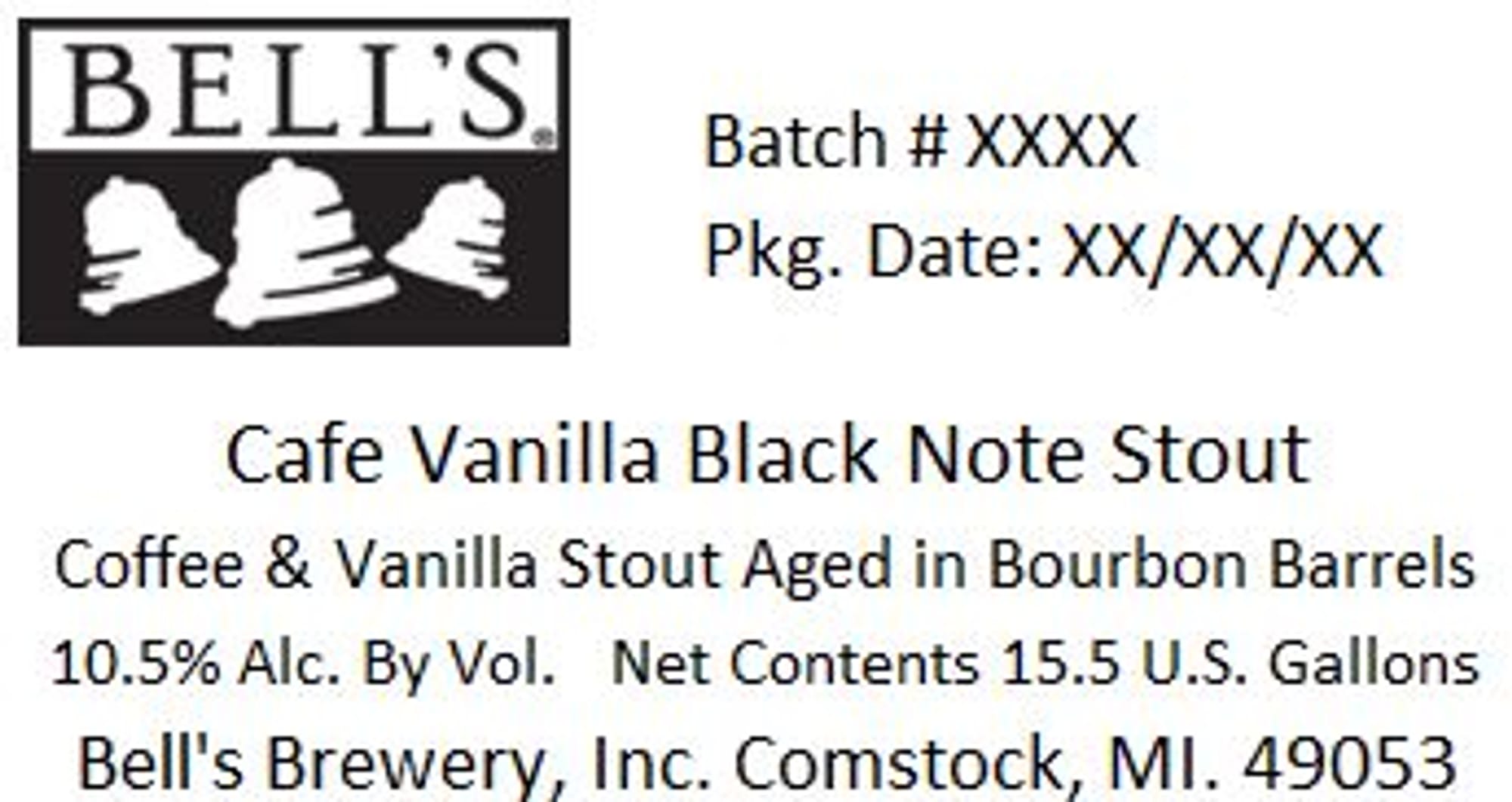 Cafe Vanilla Black Note Stout by Bell's Brewery - beer label