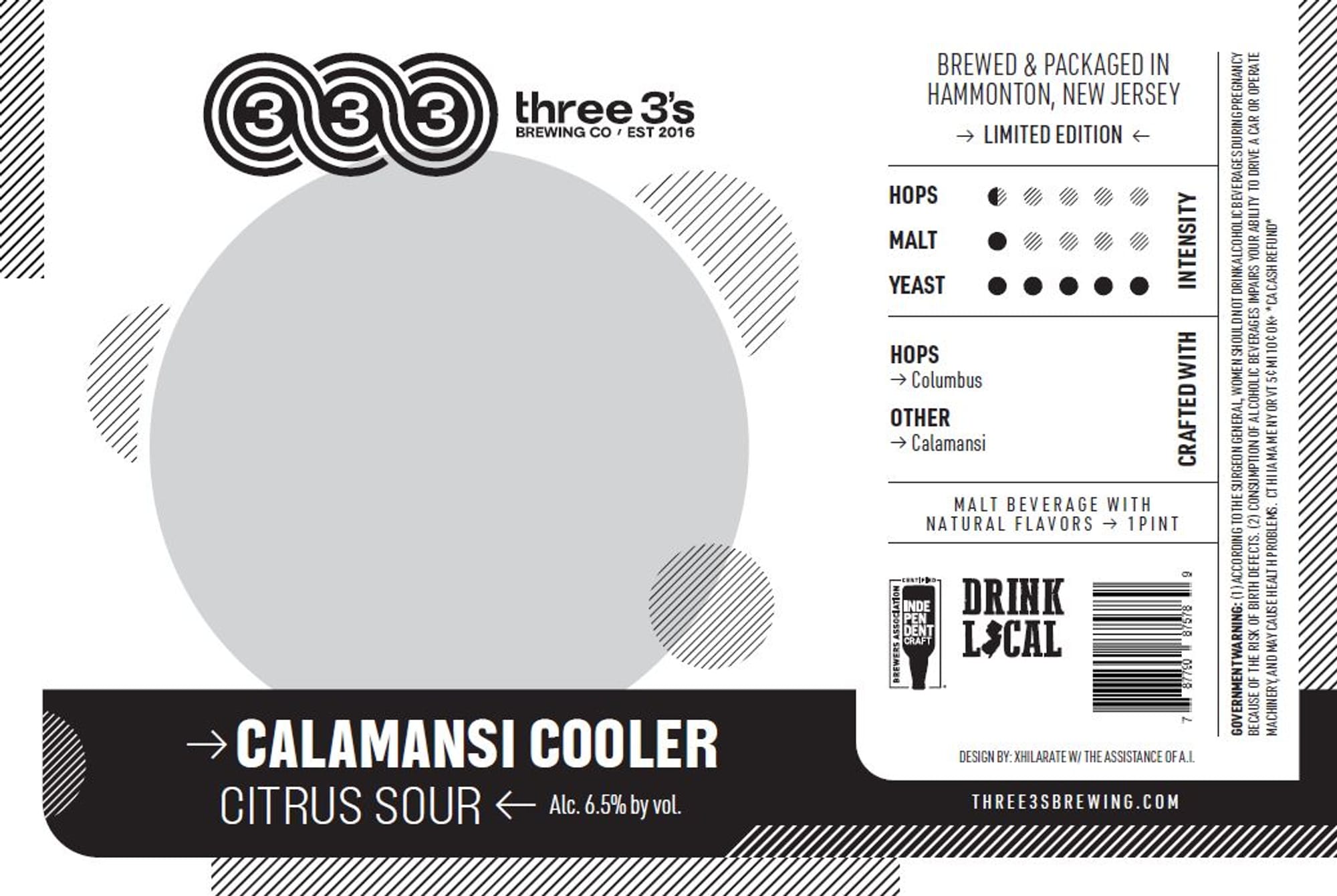 Calamansi Cooler by Three Three’s Brewing Co. - beer label