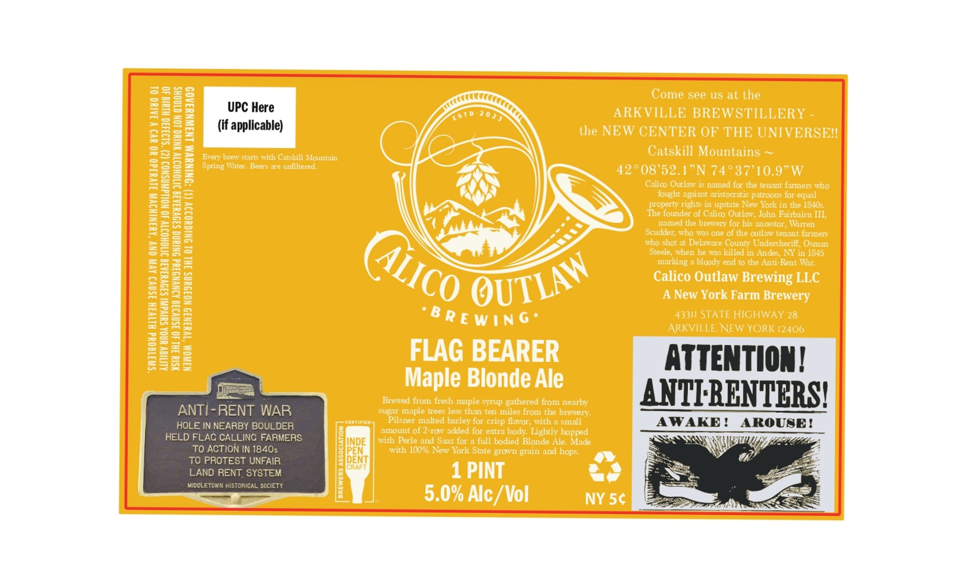Flag Bearer by Calico Outlaw Brewing - beer label