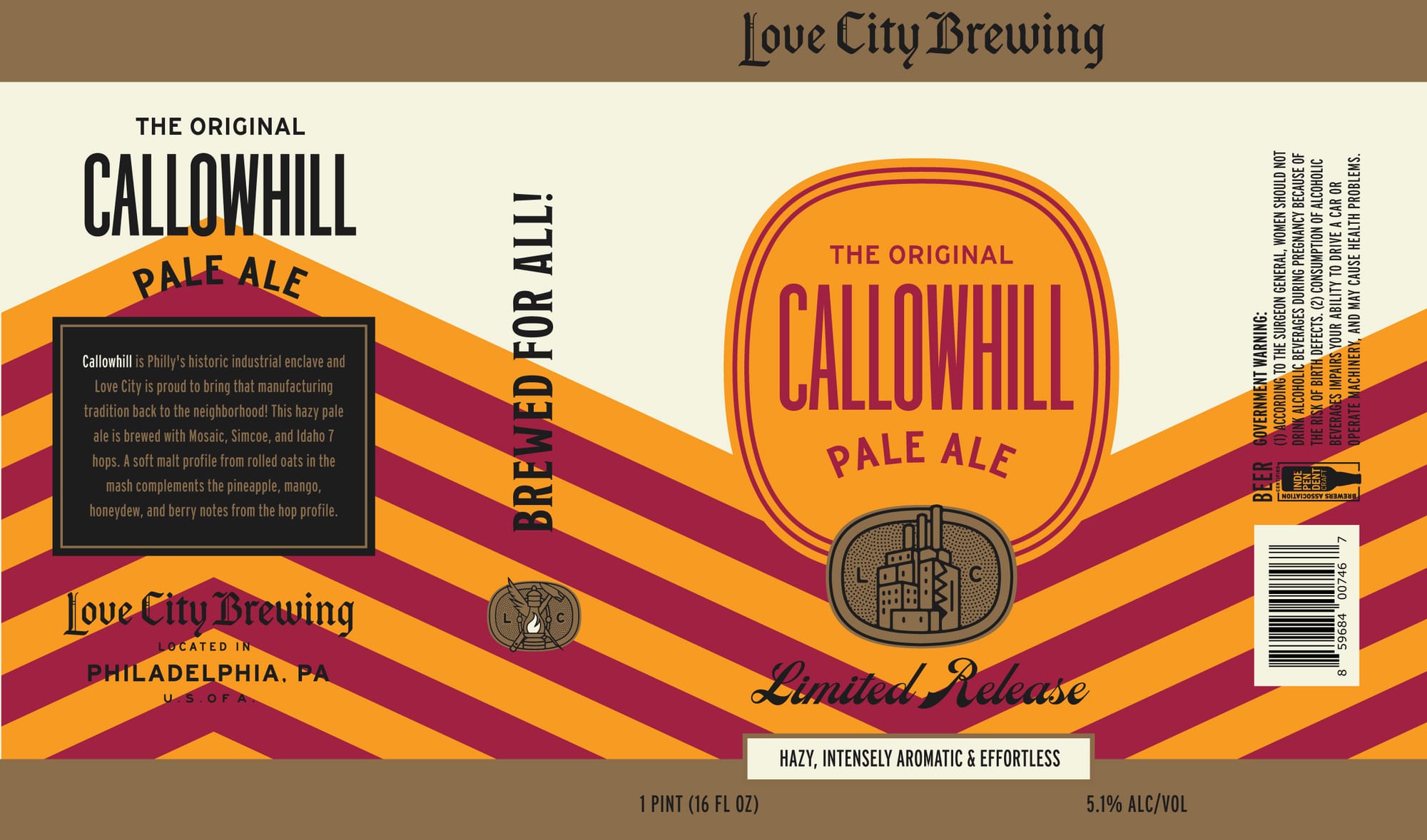 Callowhill Pale Ale by Love City Brewing - beer label