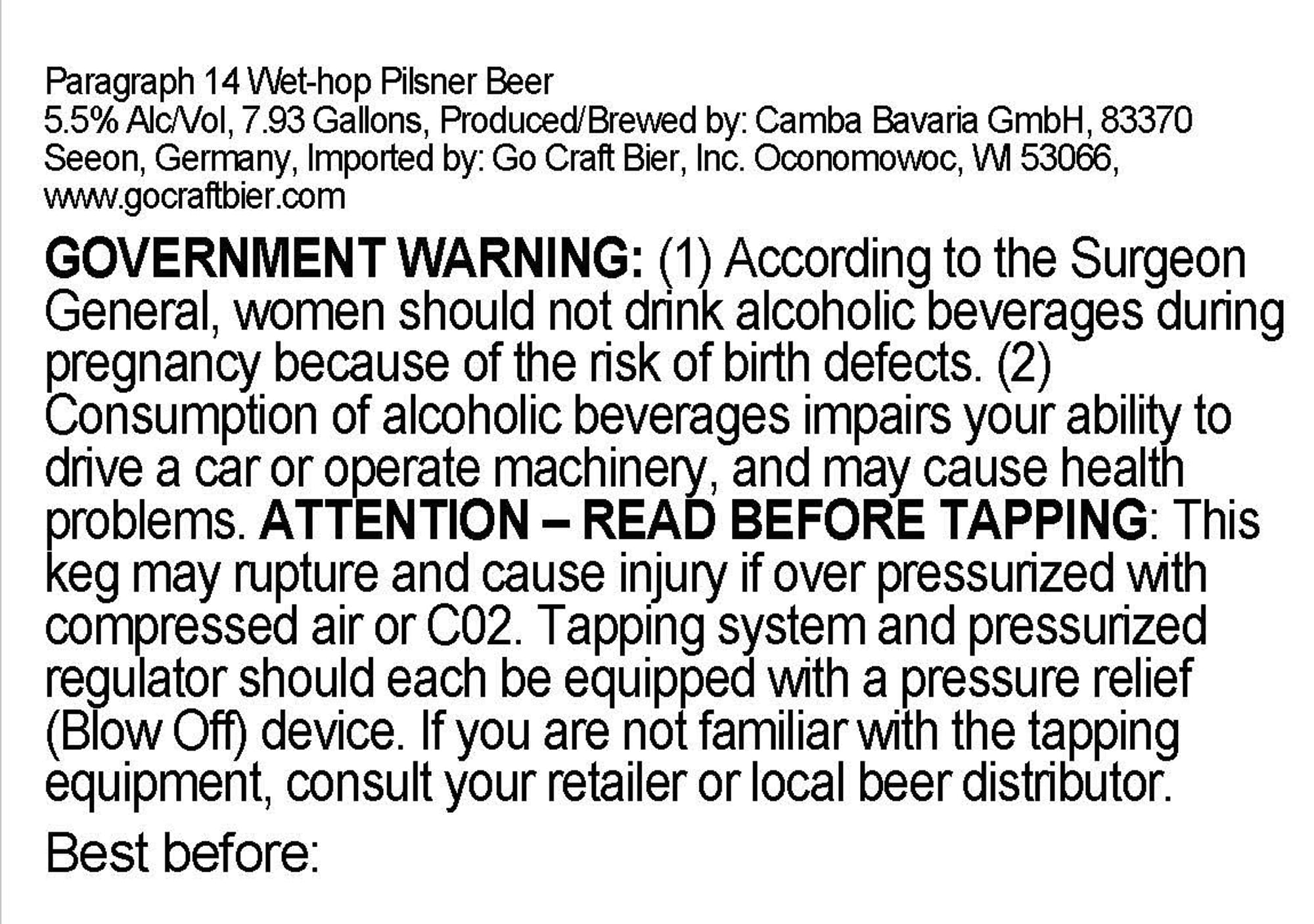 Wet-hop Pilsner by Camba Bavaria - beer label