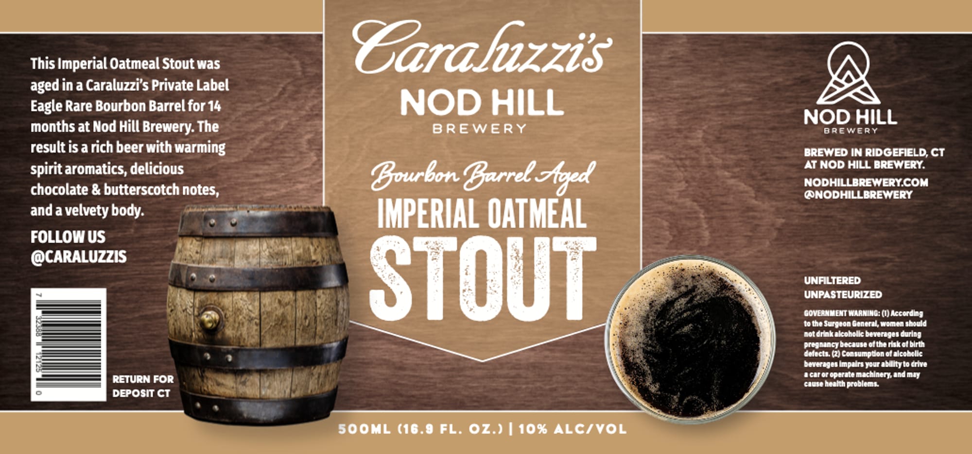 Caraluzzi’s Nod Hill Imperial Oatmeal Stout by Nod Hill Brewery - beer label