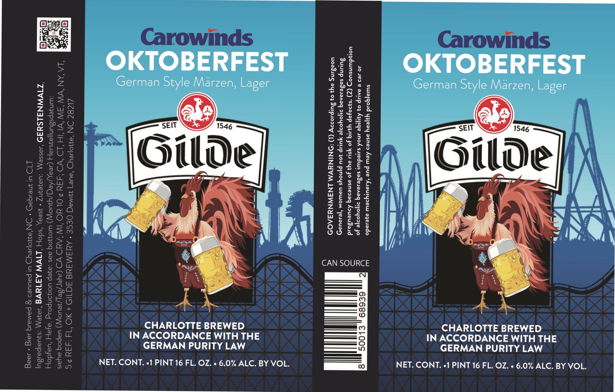 Carowinds Oktoberfest by Gilde Brewery - beer label