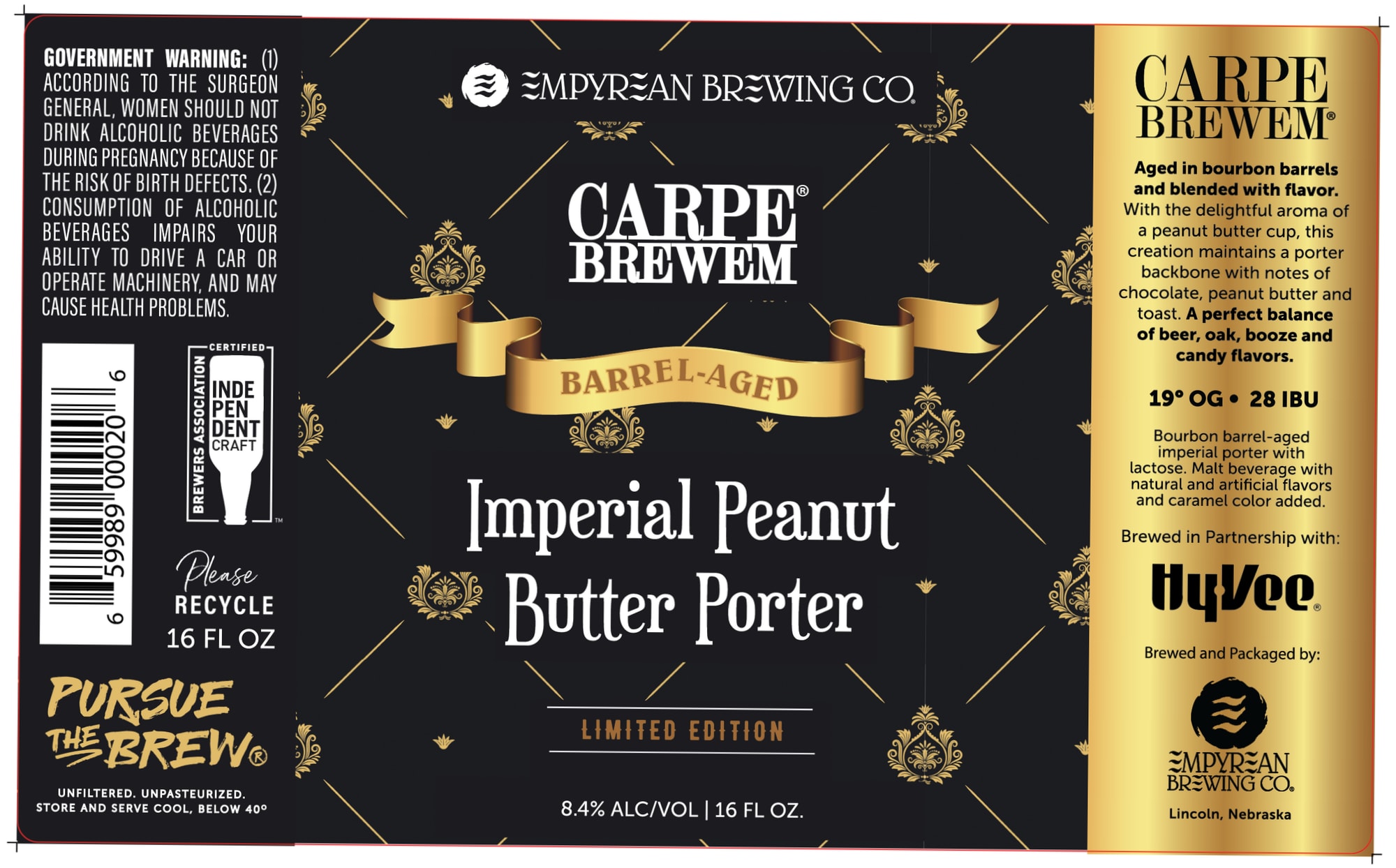 Carpe Brewem Imperial Peanut Butter Porter by Empyrean Brewing Co. - beer label