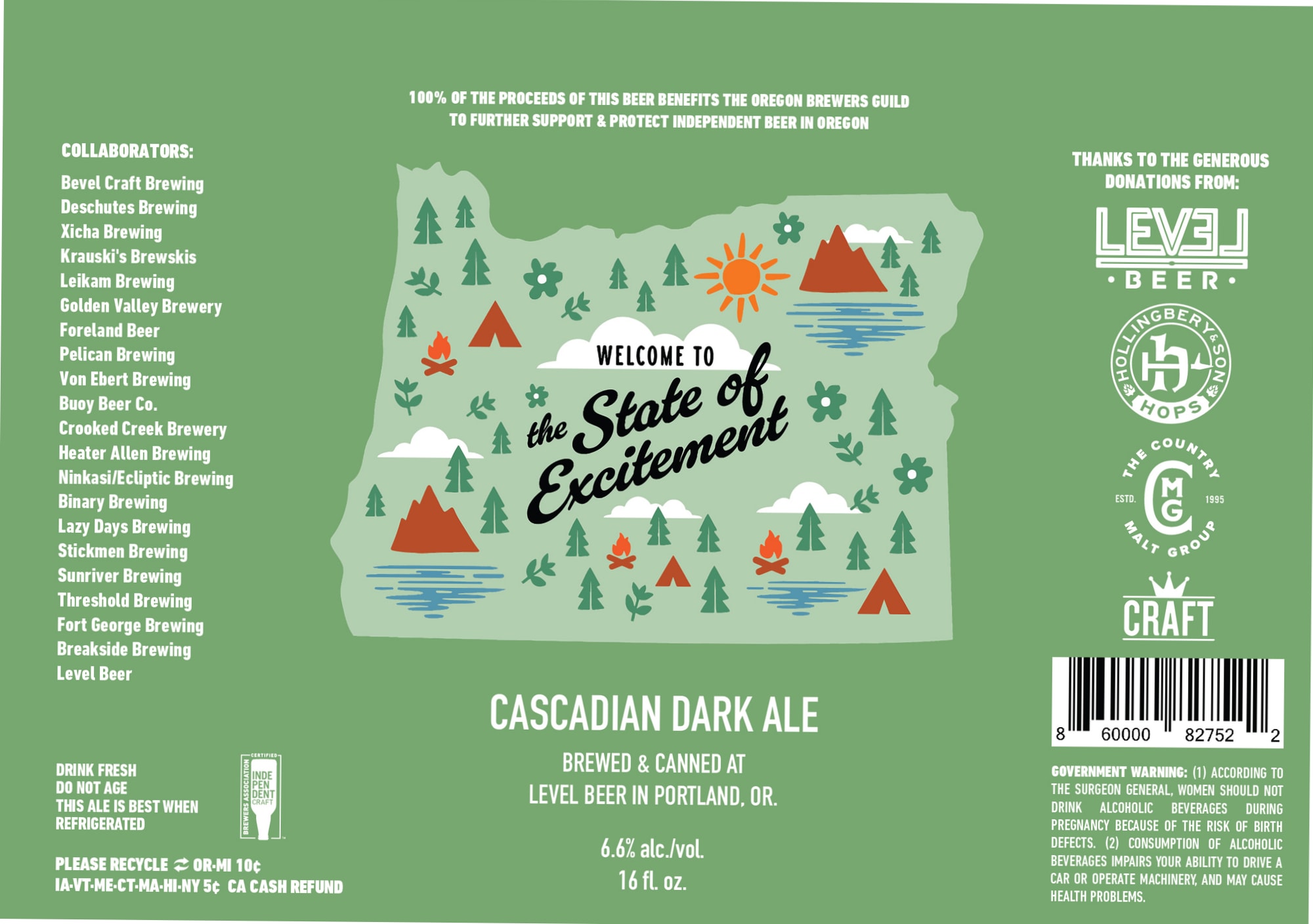 Cascadia Dark Ale by B Level Beer - beer label