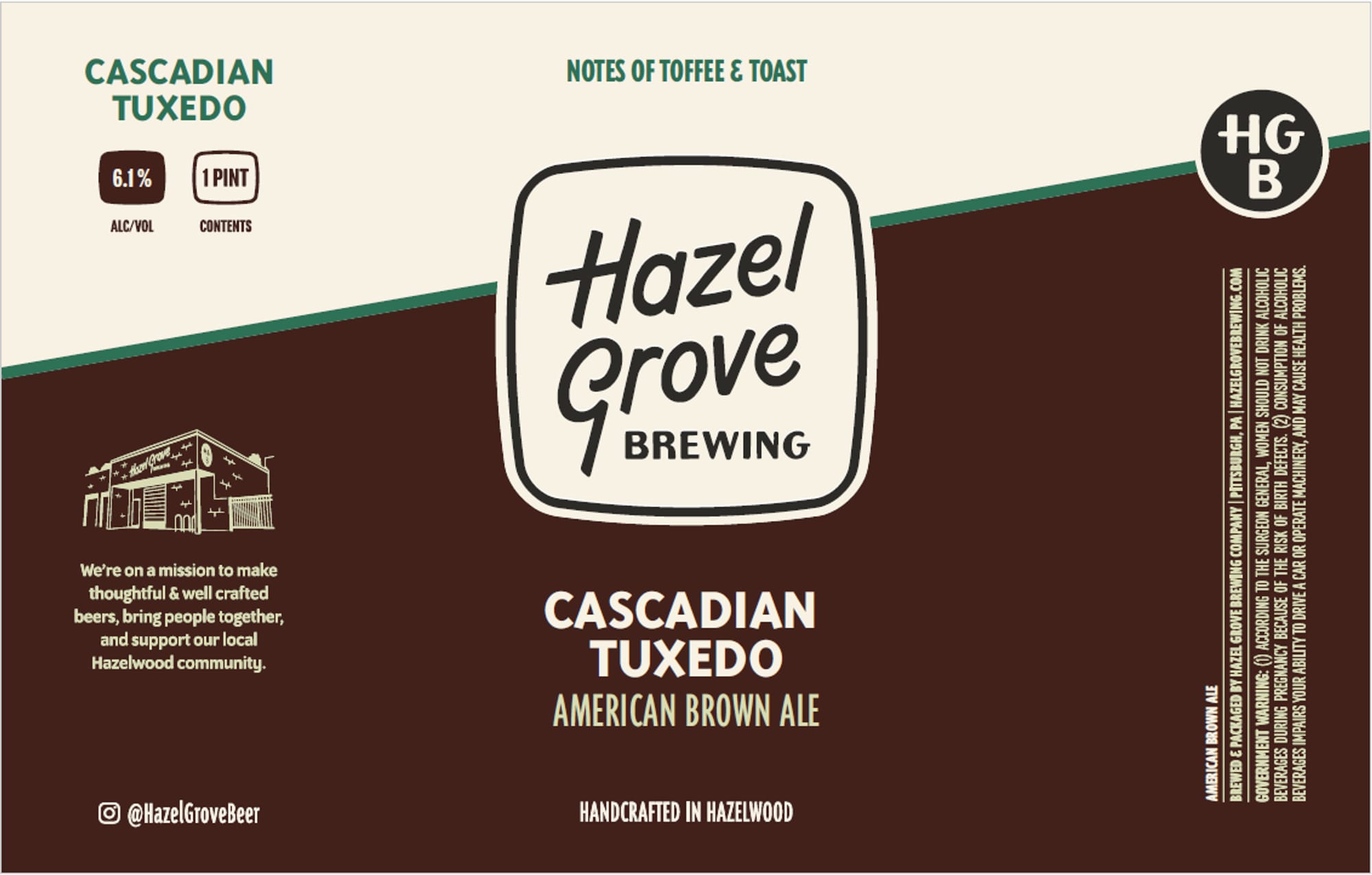 Cascadian Tuxedo by Hazel Grove Brewing - beer label