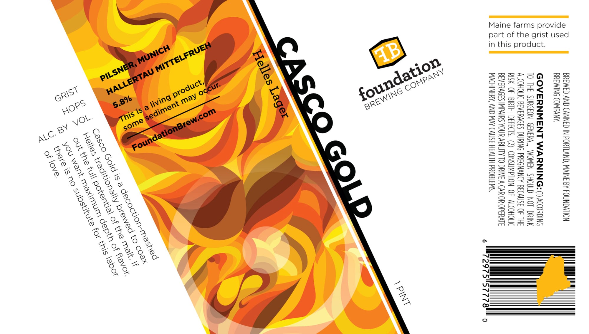 Casco Gold by Foundation Brewing Company - beer label