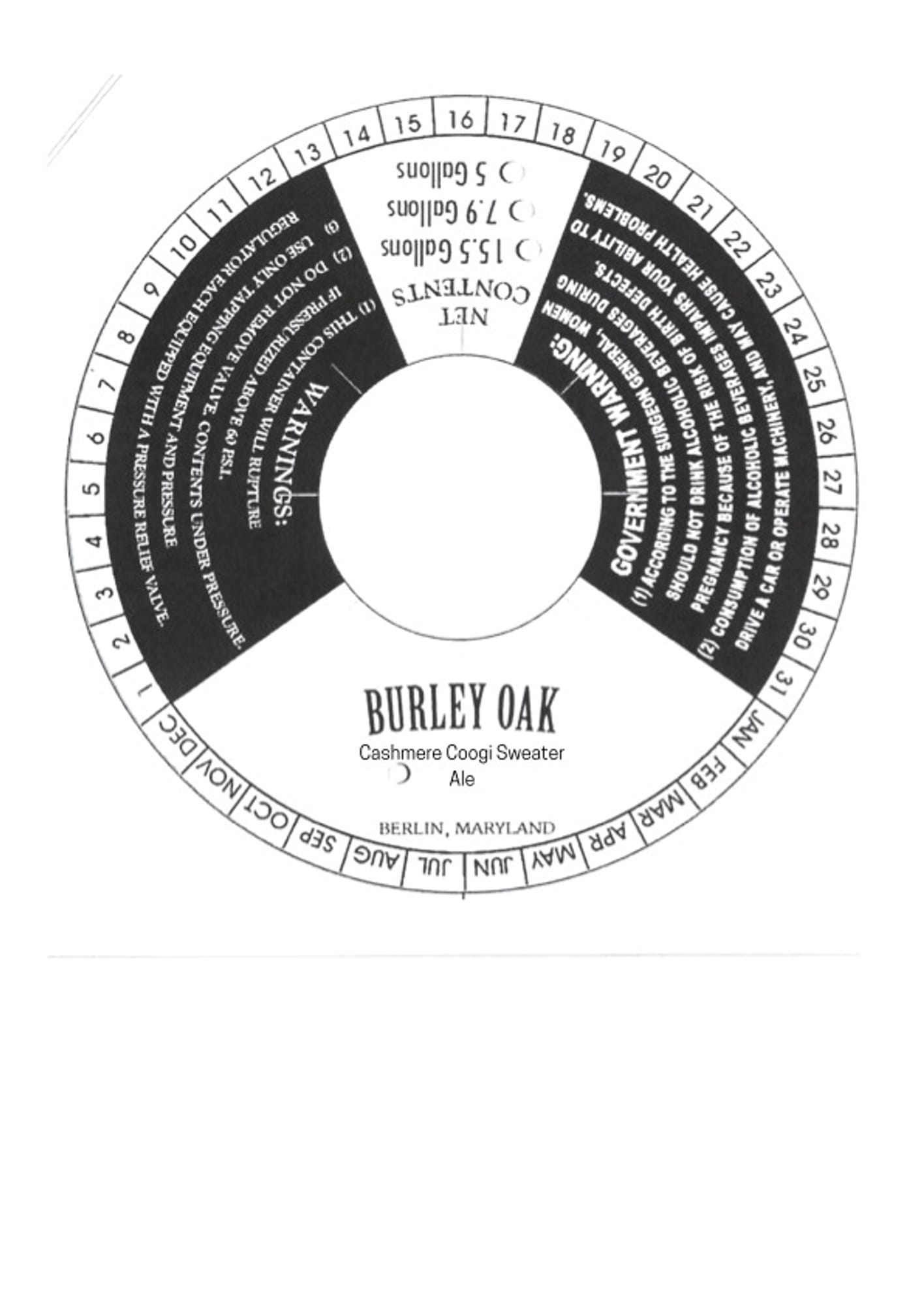 Cashmere Coogi Sweater by Burley Oak Brewing Company - beer label